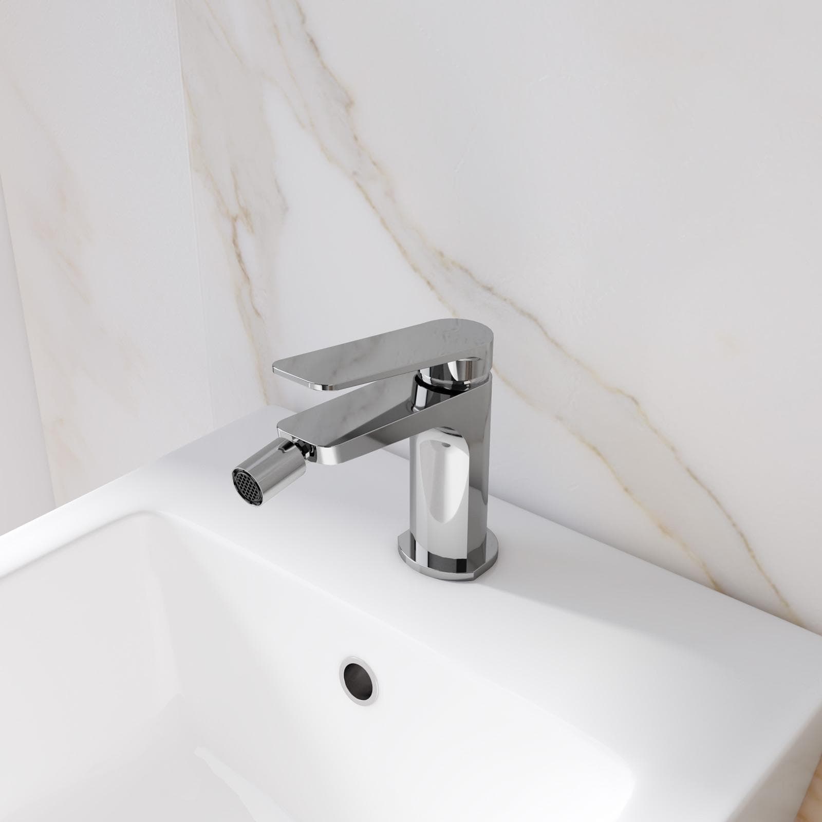 Set lavabo a muro e bidet in ottone cromo - Nocta