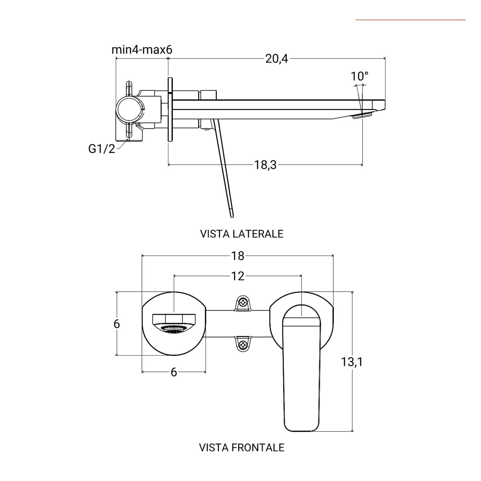 Set lavabo a muro e bidet in ottone cromo - Nocta