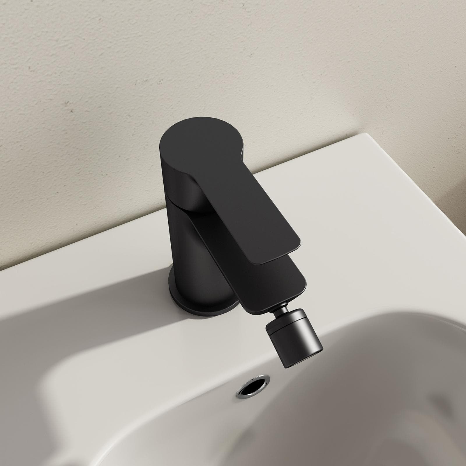 Set miscelatore lavabo alto e bidet con incasso doccia con deviatore nero – Key