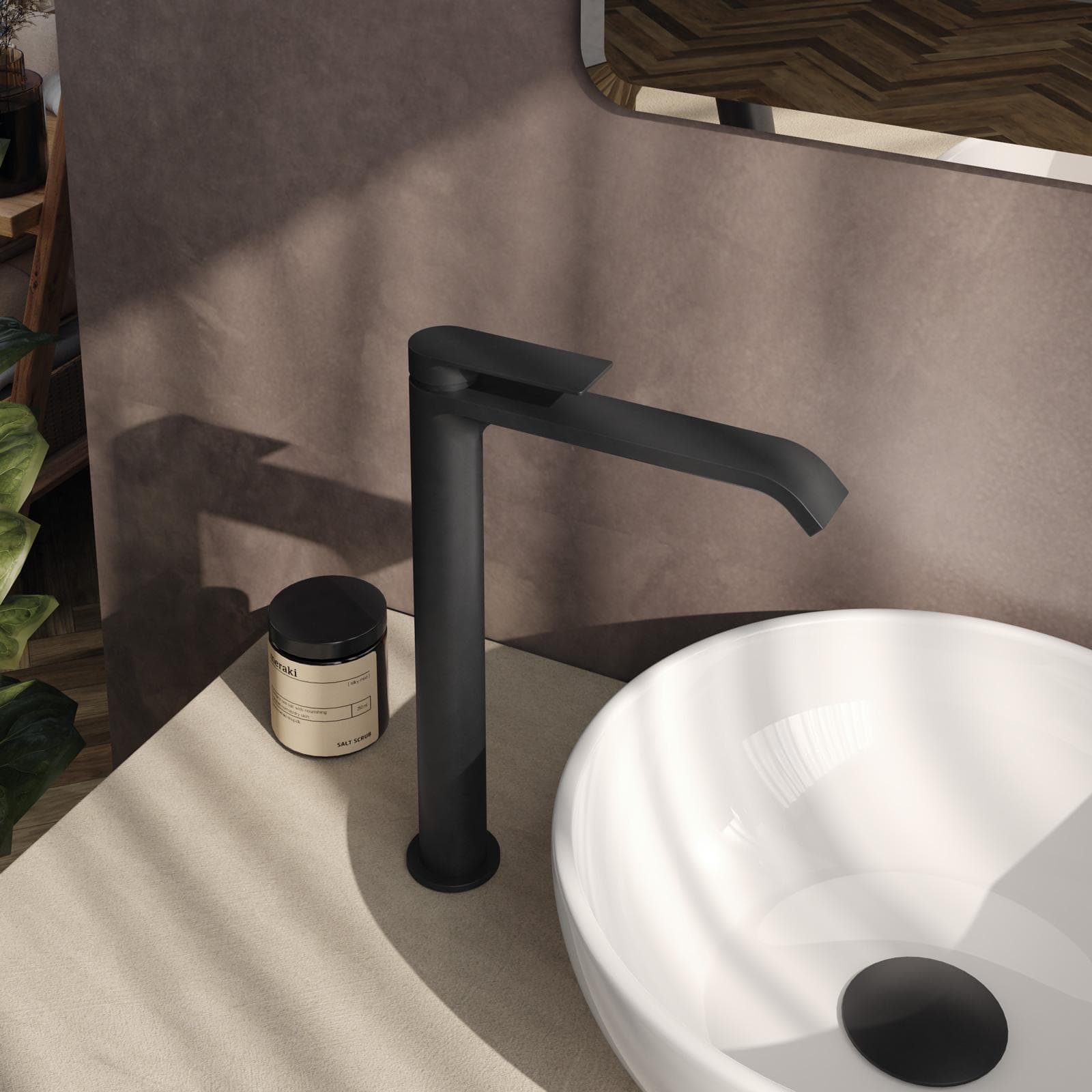 Set miscelatore lavabo alto e bidet con incasso doccia con deviatore nero – Iota