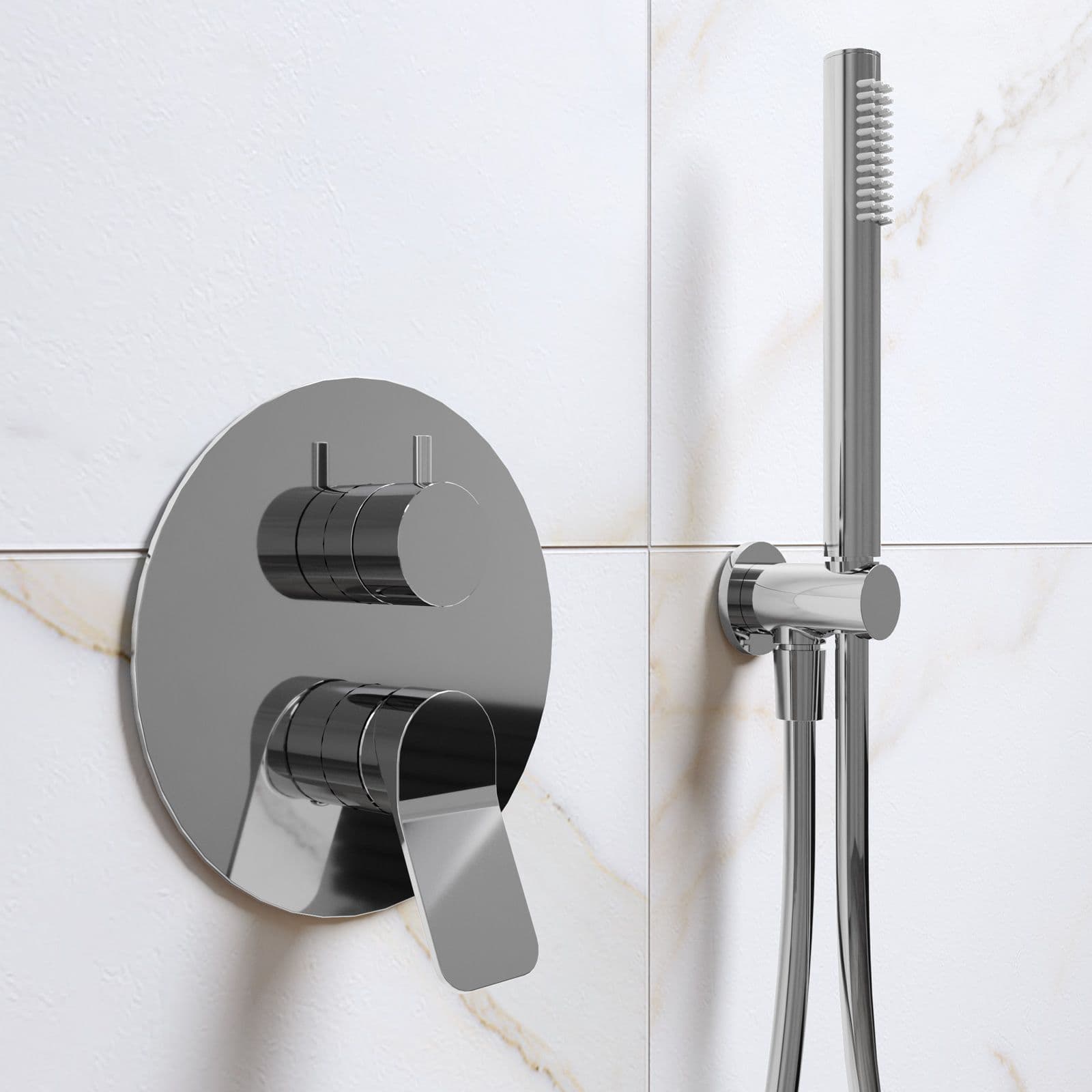 Set lavabo alto e bidet con incasso doccia in ottone cromo - Nocta