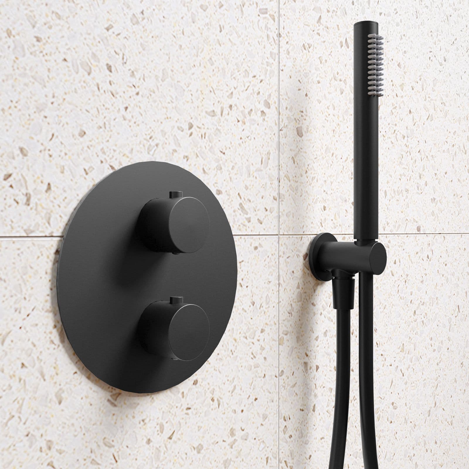 Set lavabo alto e bidet con incasso doccia termostatico in ottone nero opaco - Nocta