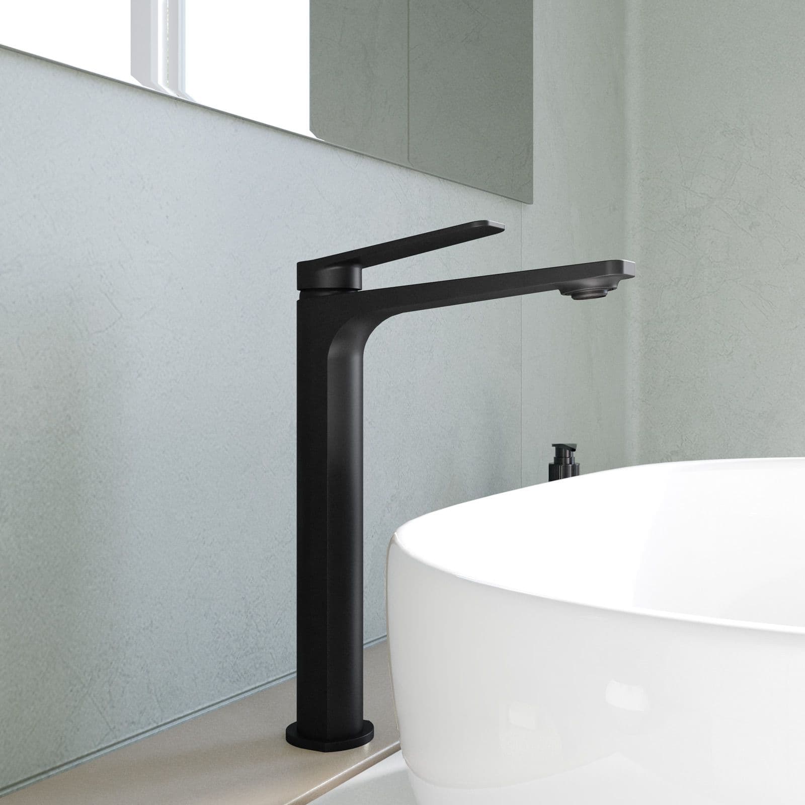 Set lavabo alto e bidet con incasso doccia termostatico in ottone nero opaco - Nocta