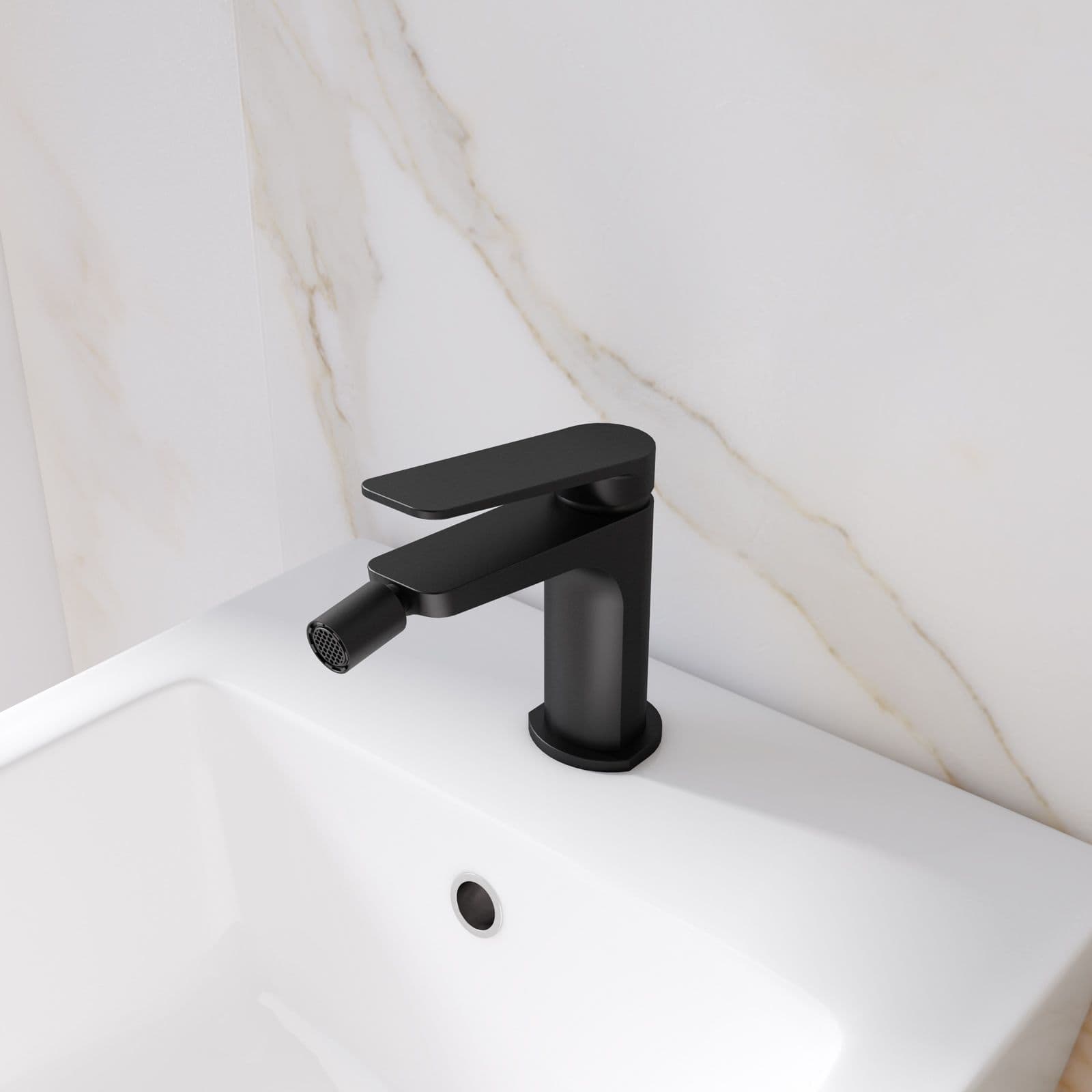 Set lavabo alto e bidet con incasso doccia termostatico in ottone nero opaco - Nocta