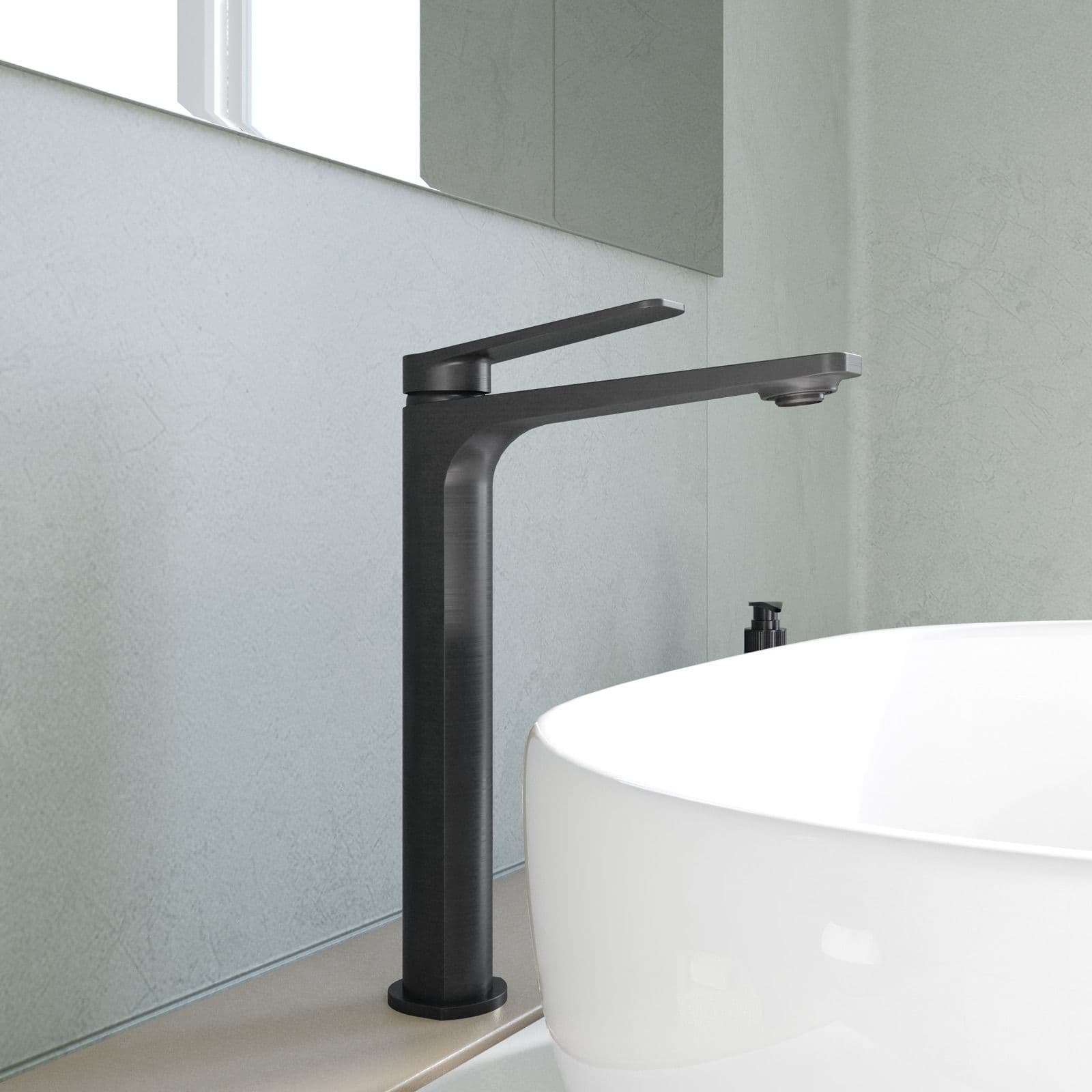 Set lavabo alto e bidet con incasso doccia termostatico in ottone nero spazzolato - Nocta