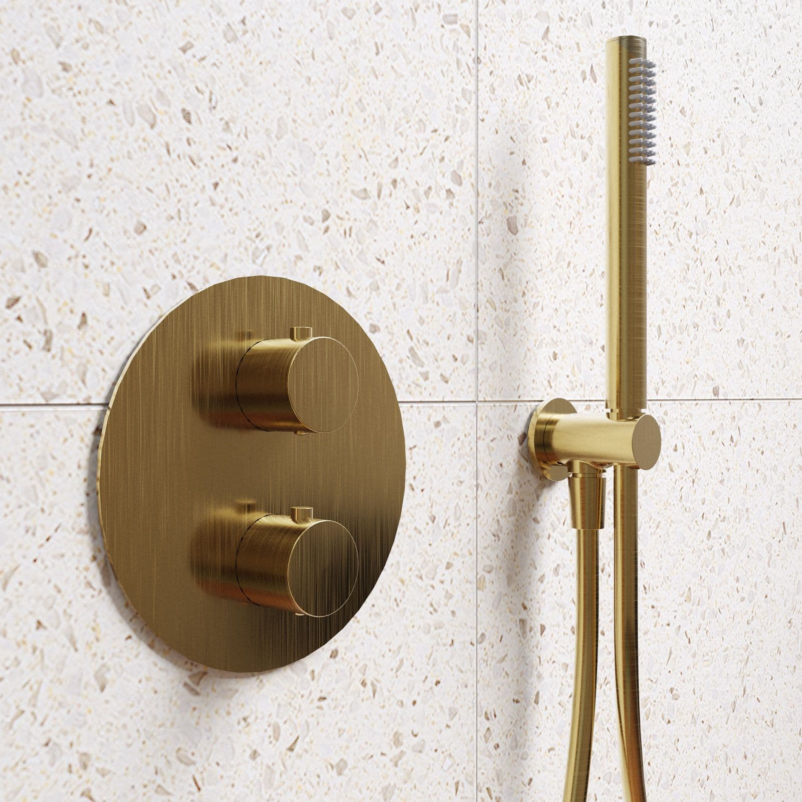 Set lavabo alto e bidet con incasso doccia termostatico in ottone oro spazzolato - Nocta
