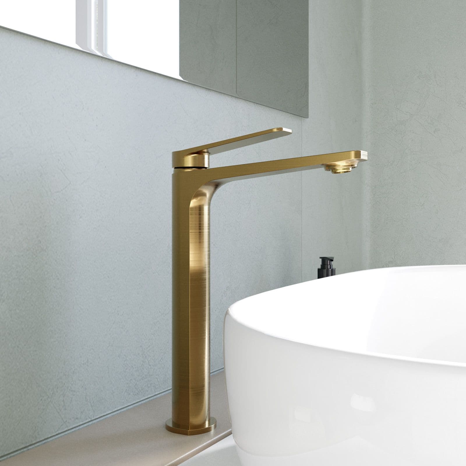 Set lavabo alto e bidet con incasso doccia termostatico in ottone oro spazzolato - Nocta