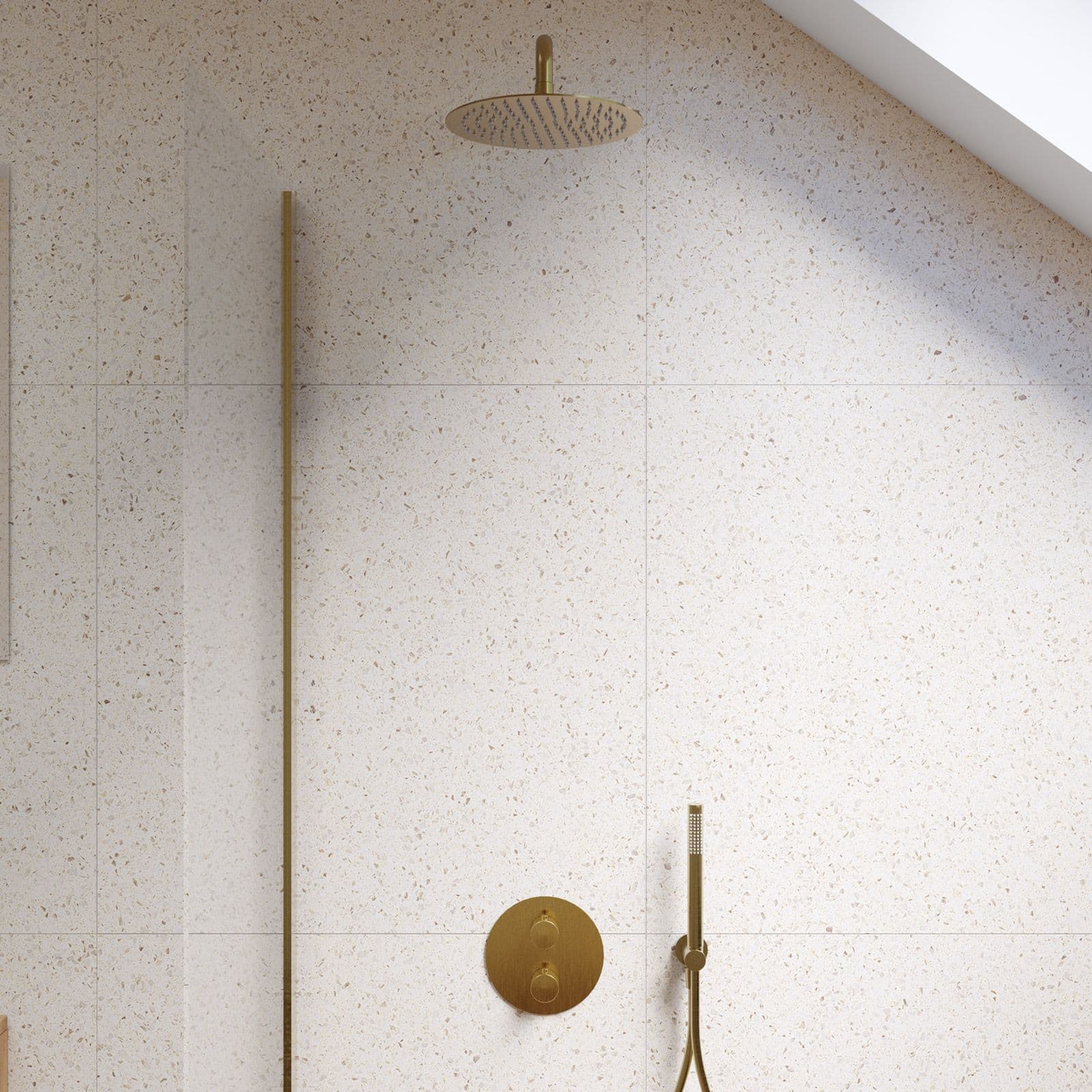 Set lavabo alto e bidet con incasso doccia termostatico in ottone oro spazzolato - Nocta