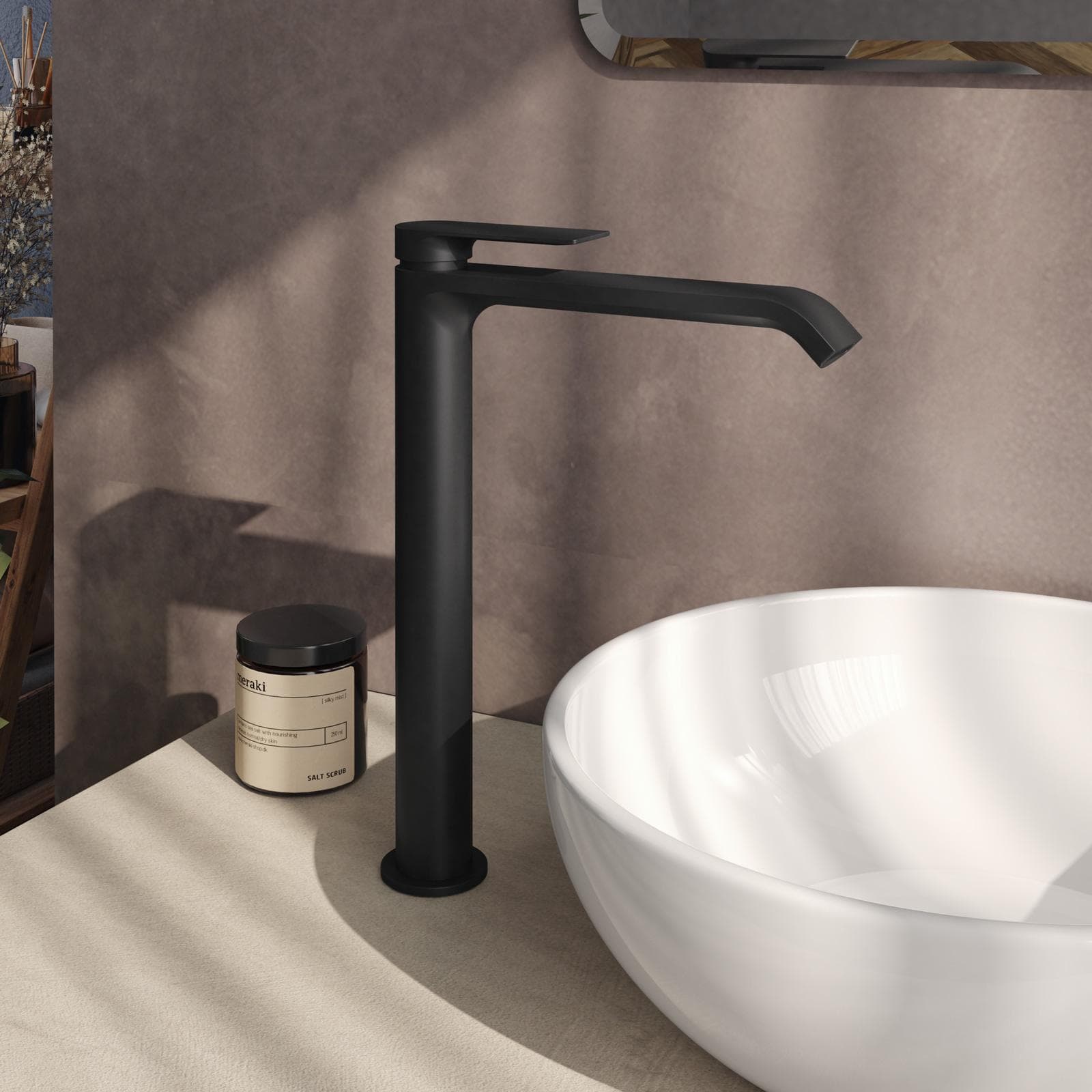 Set miscelatore lavabo alto e bidet nero – Iota