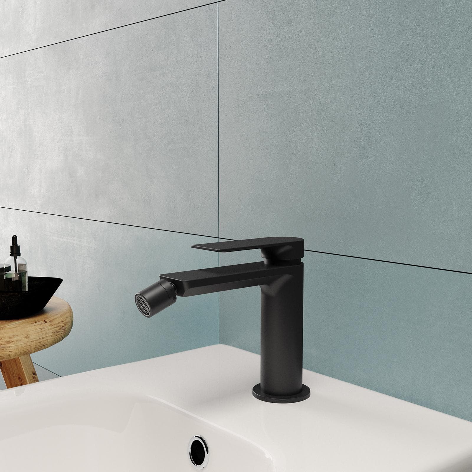 Set miscelatore lavabo alto e bidet nero – Iota