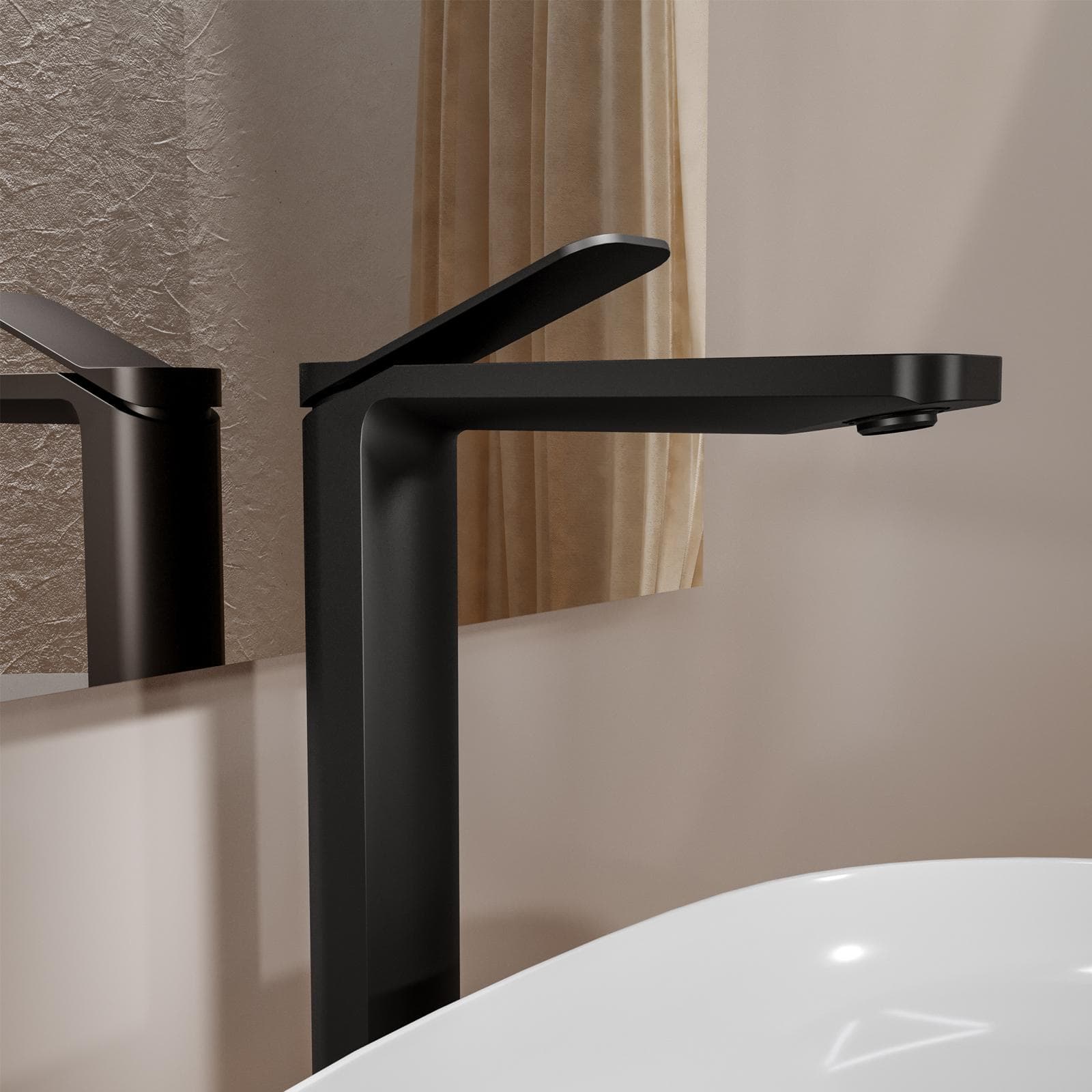 Set miscelatore lavabo alto e bidet nero – Wing