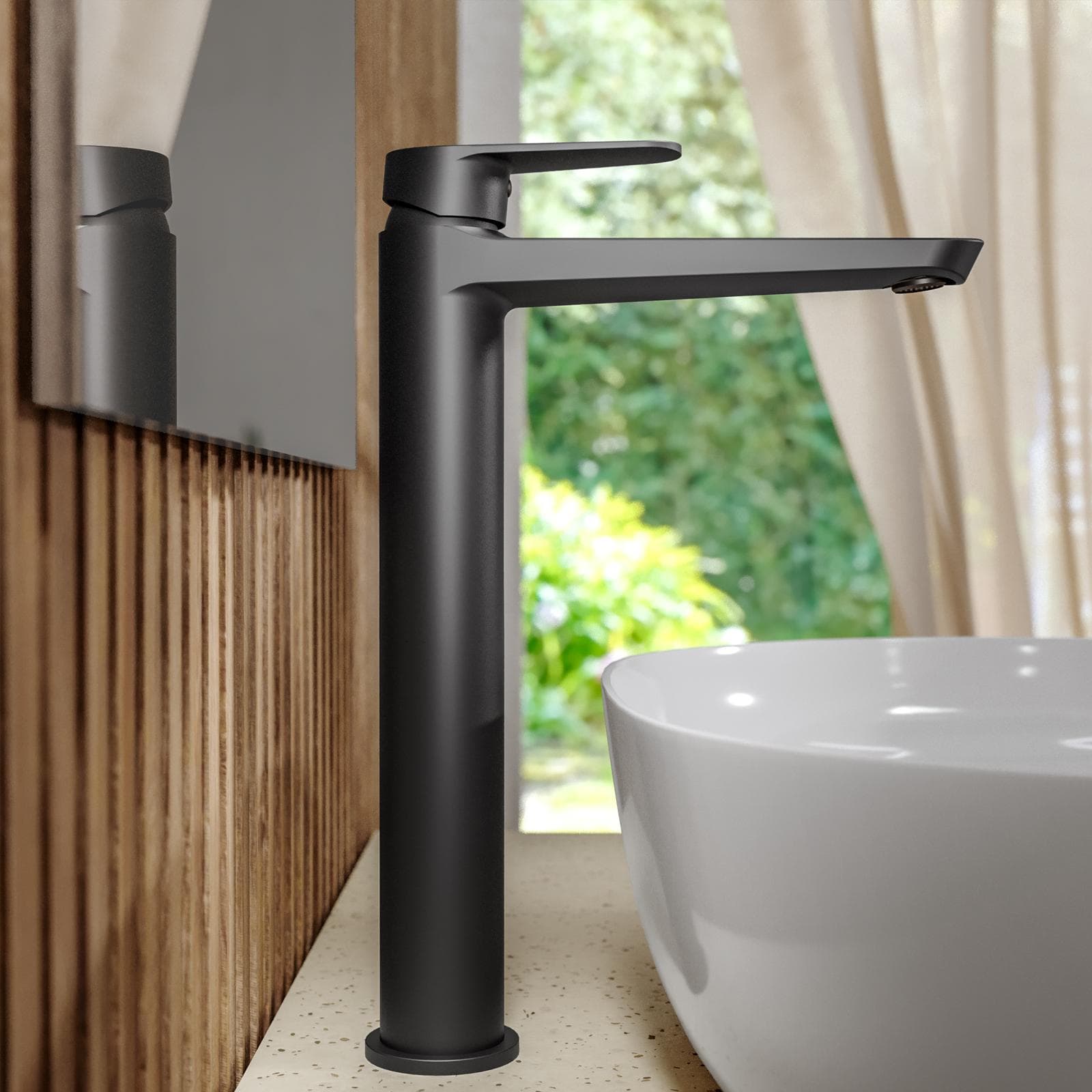 Set miscelatore lavabo alto e bidet con scarico con incasso doccia con deviatore nero – Lir