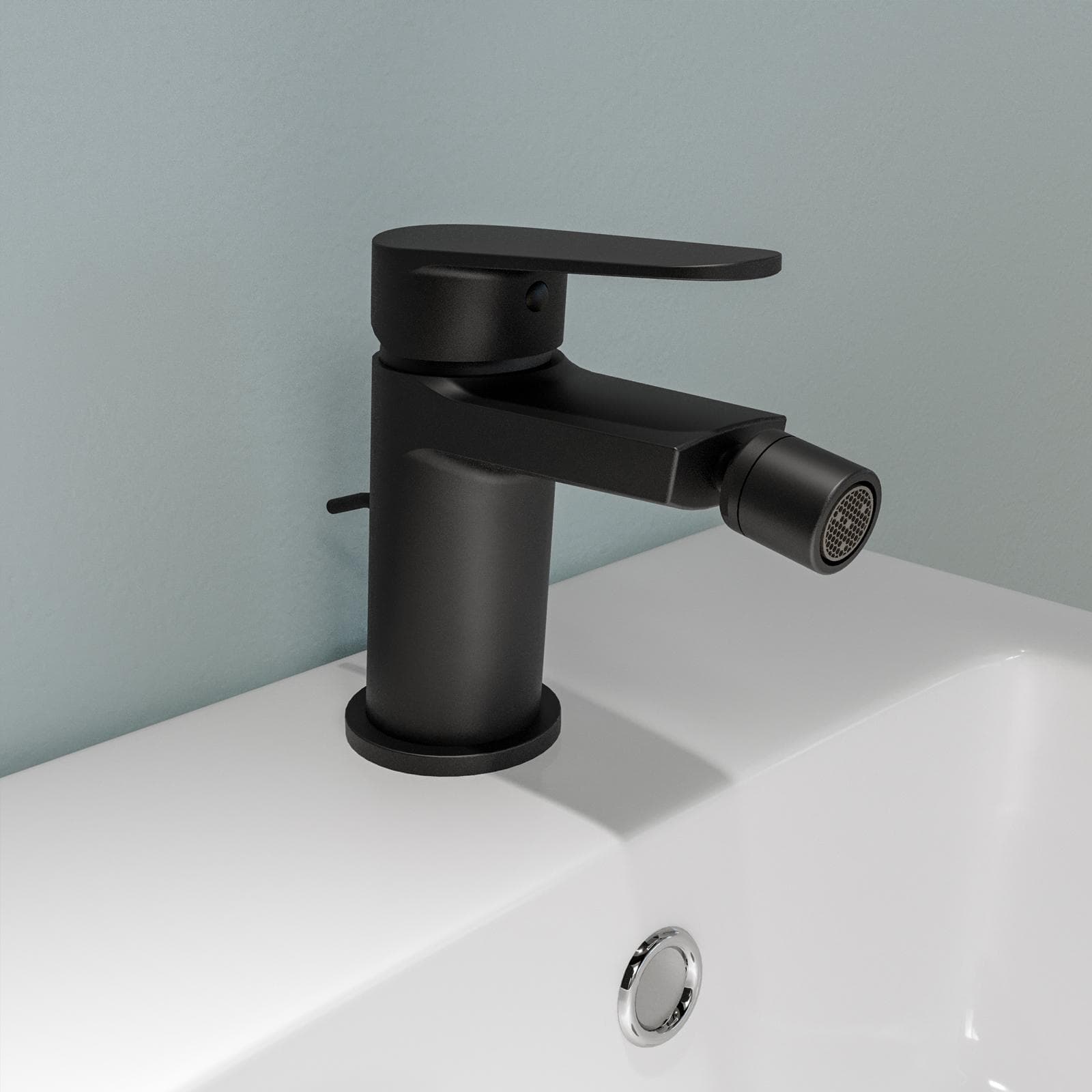 Set miscelatore lavabo alto e bidet con scarico con incasso doccia con deviatore nero – Lir