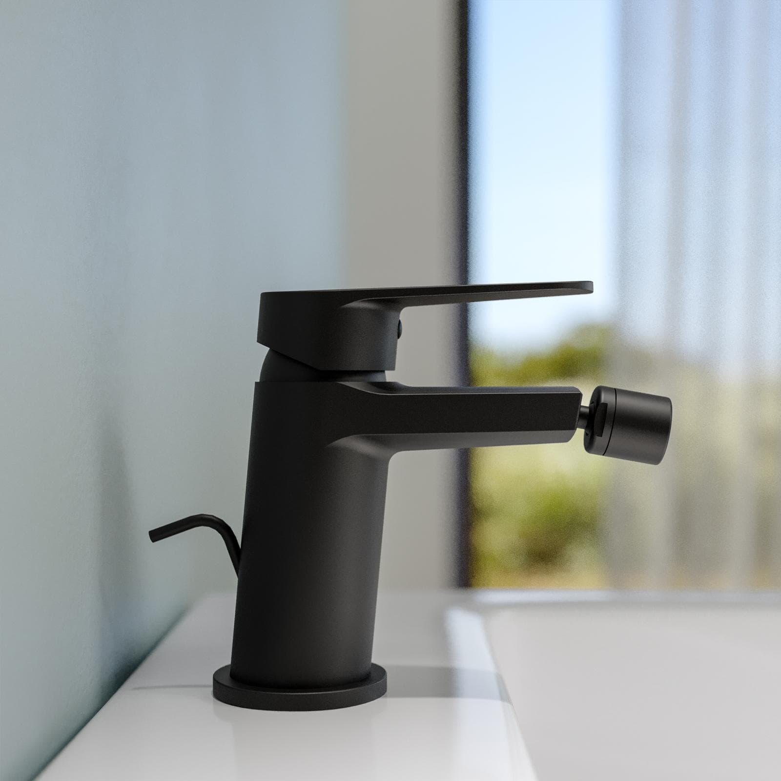 Set miscelatore lavabo alto e bidet con scarico con incasso doccia con deviatore nero – Lir