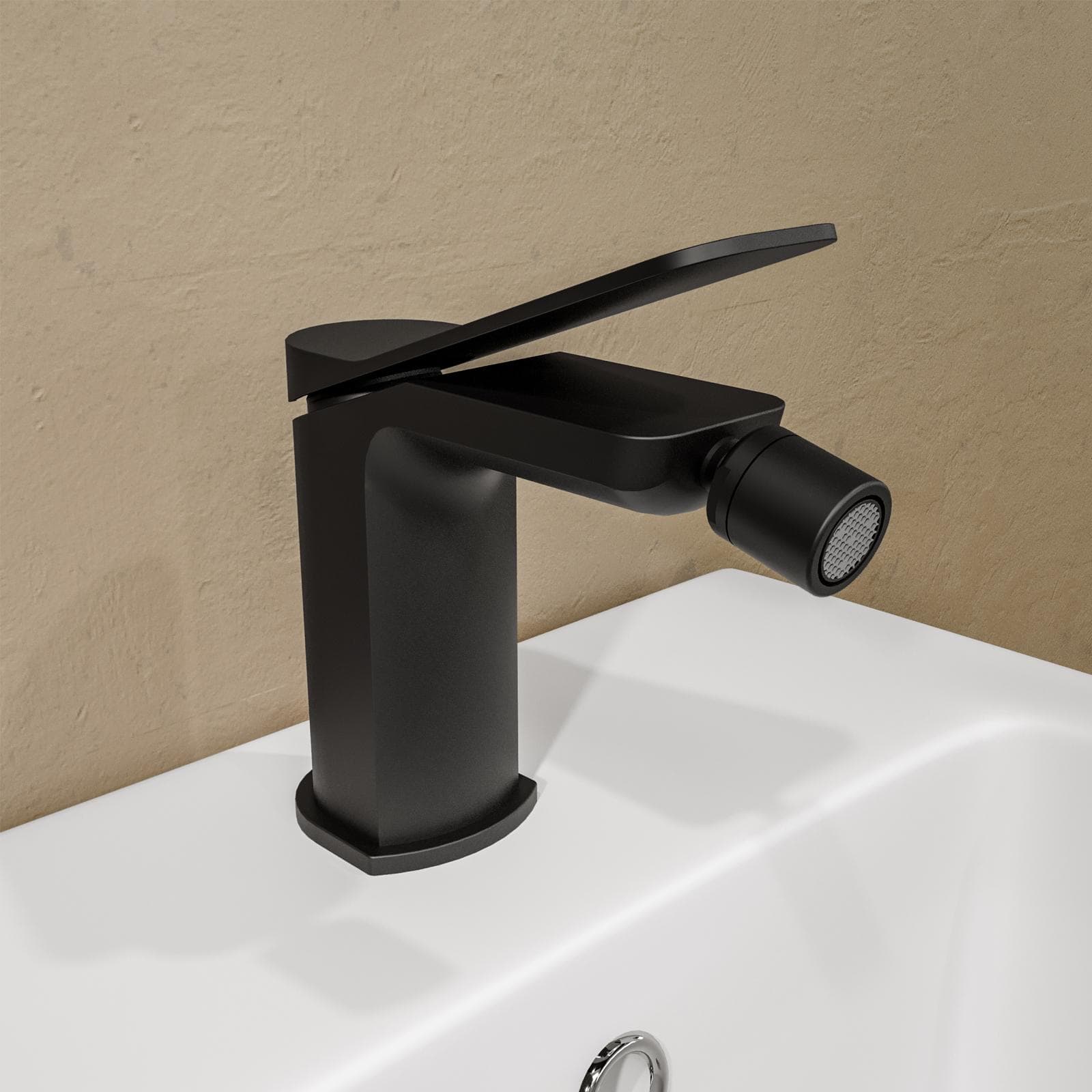 Set miscelatore lavabo e bidet con incasso doccia con deviatore nero – Wing