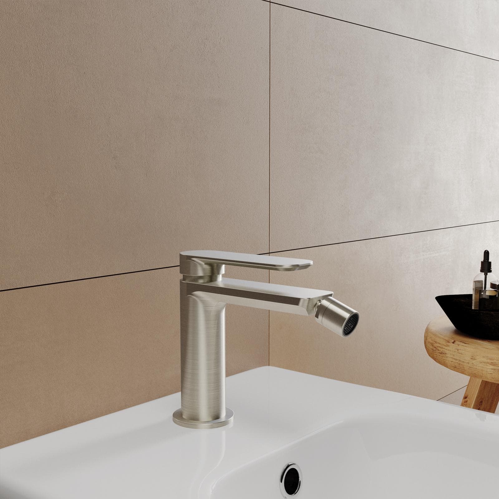 Set miscelatore lavabo e bidet con incasso doccia con deviatore spazzolato – Fusion
