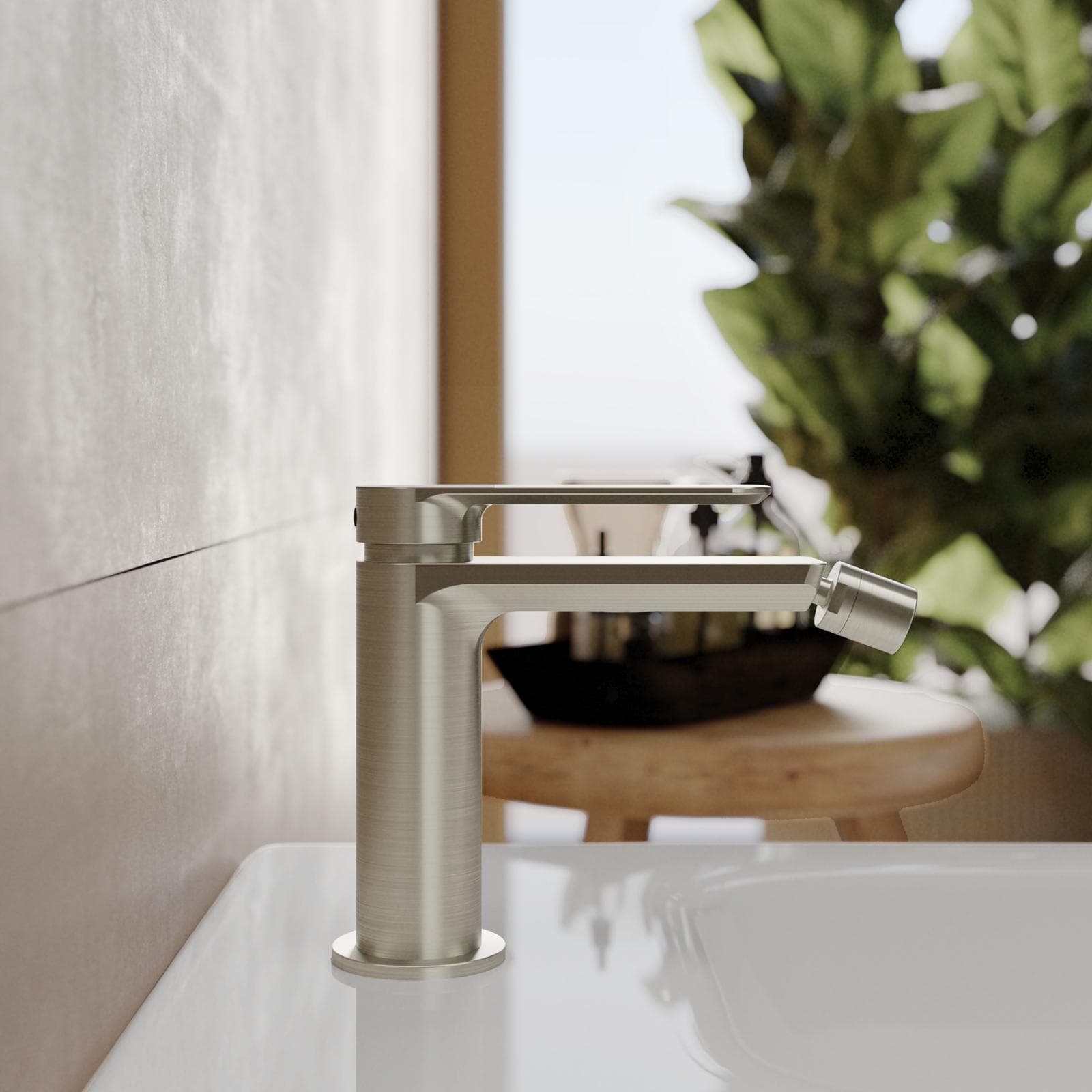 Set miscelatore lavabo e bidet con incasso doccia con deviatore spazzolato – Fusion