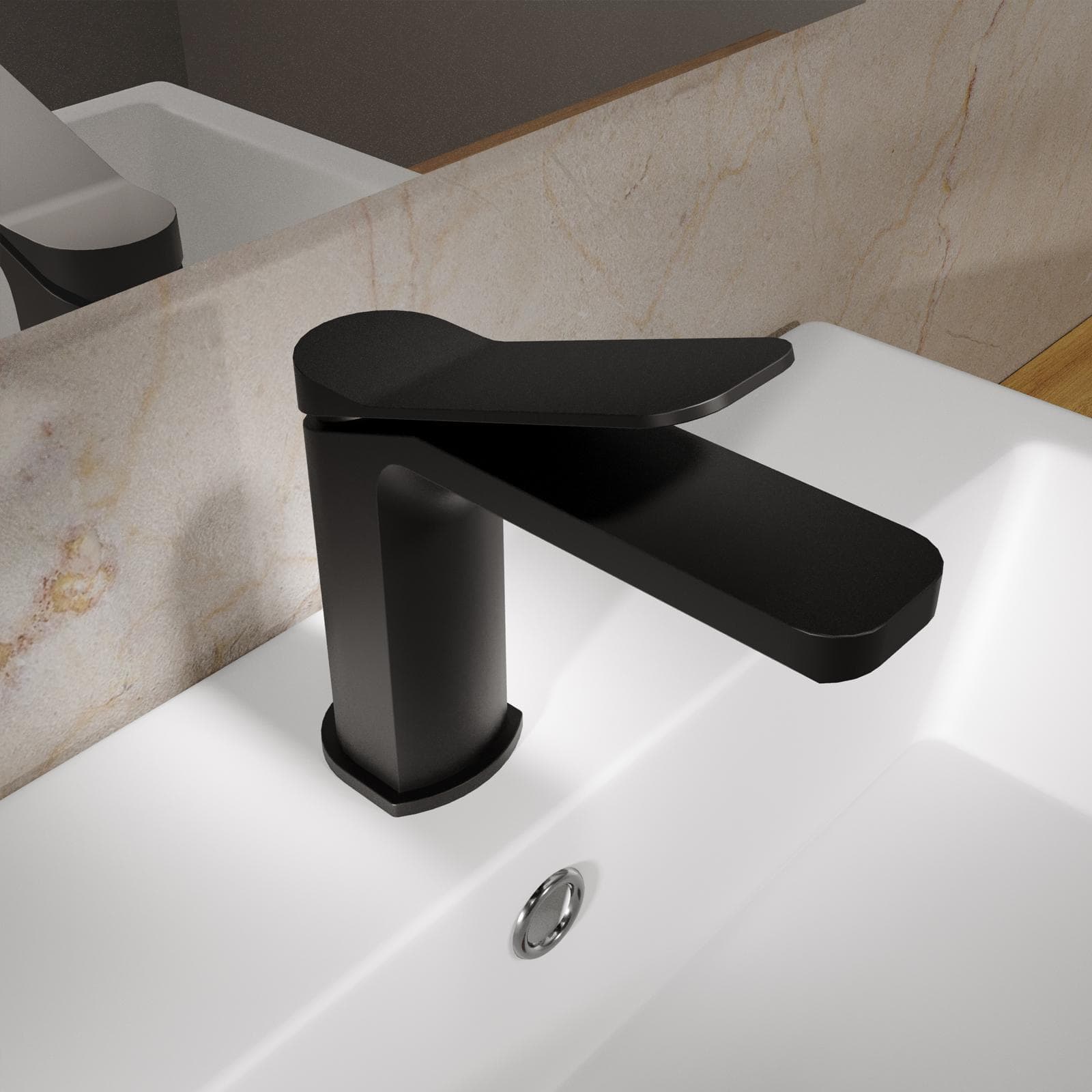 Set miscelatore lavabo e bidet nero – Wing