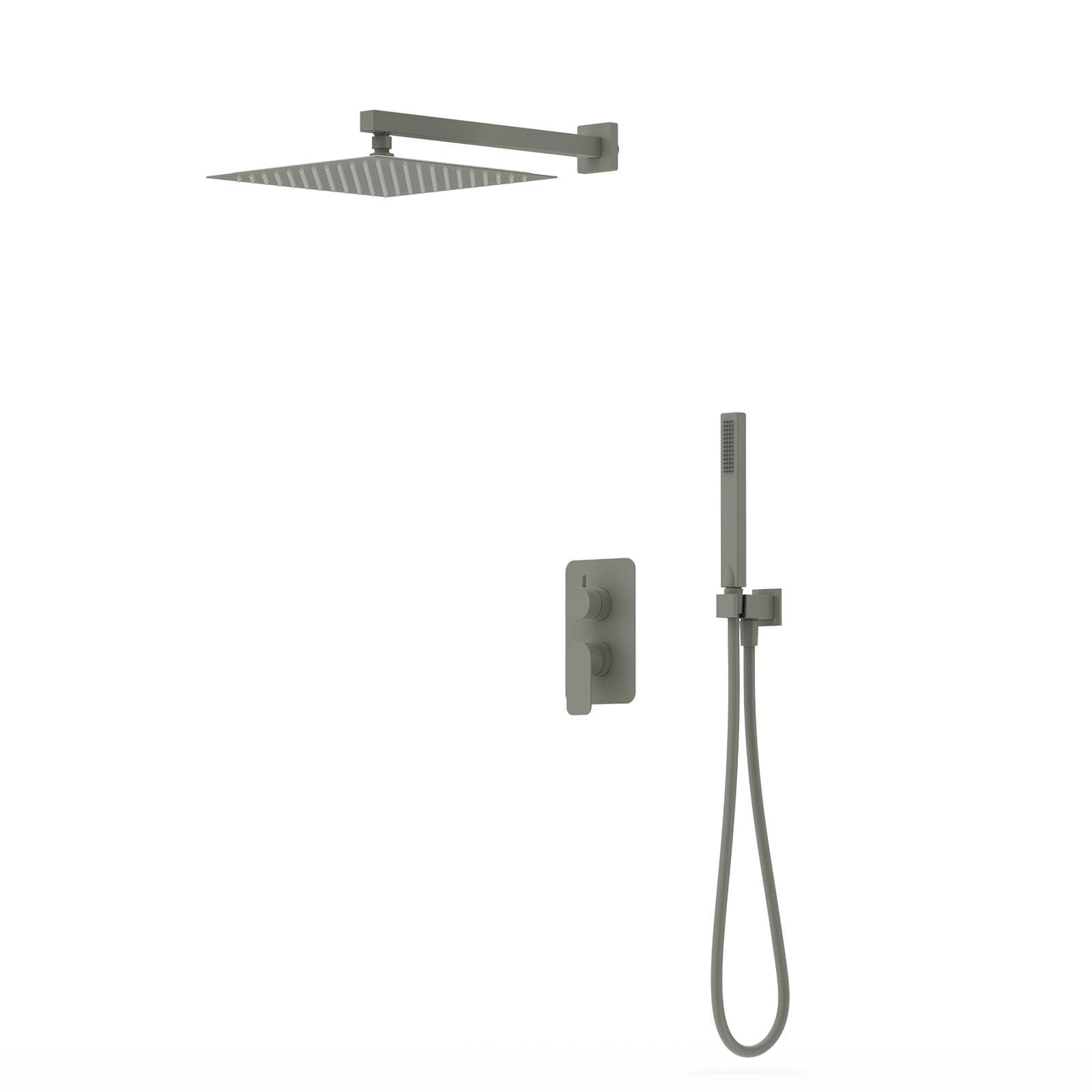Set miscelatore incasso doccia con deviatore e braccio doccia soffione 30 x 30 cm con doccino fango - Fusion