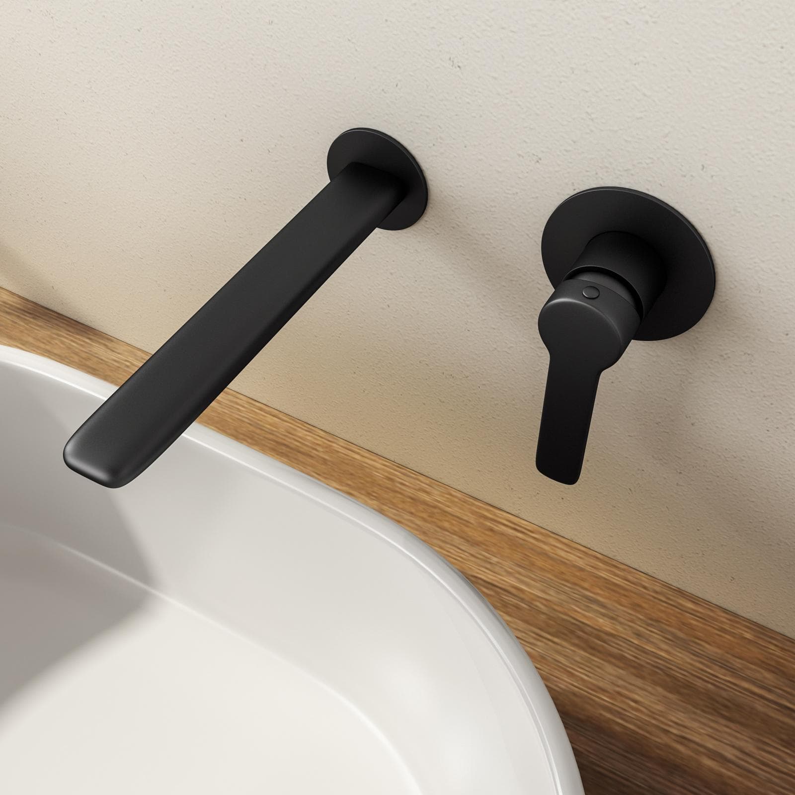 Set miscelatore lavabo a muro bidet ed esterno doccia nero - Tila