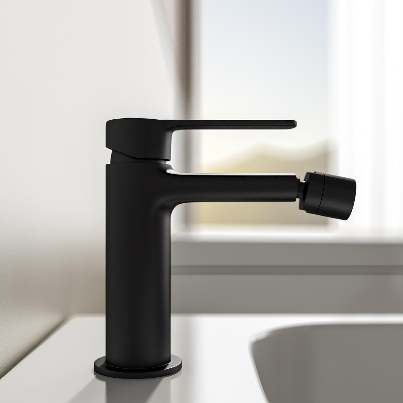 Set miscelatore lavabo a muro bidet ed esterno doccia nero - Tila