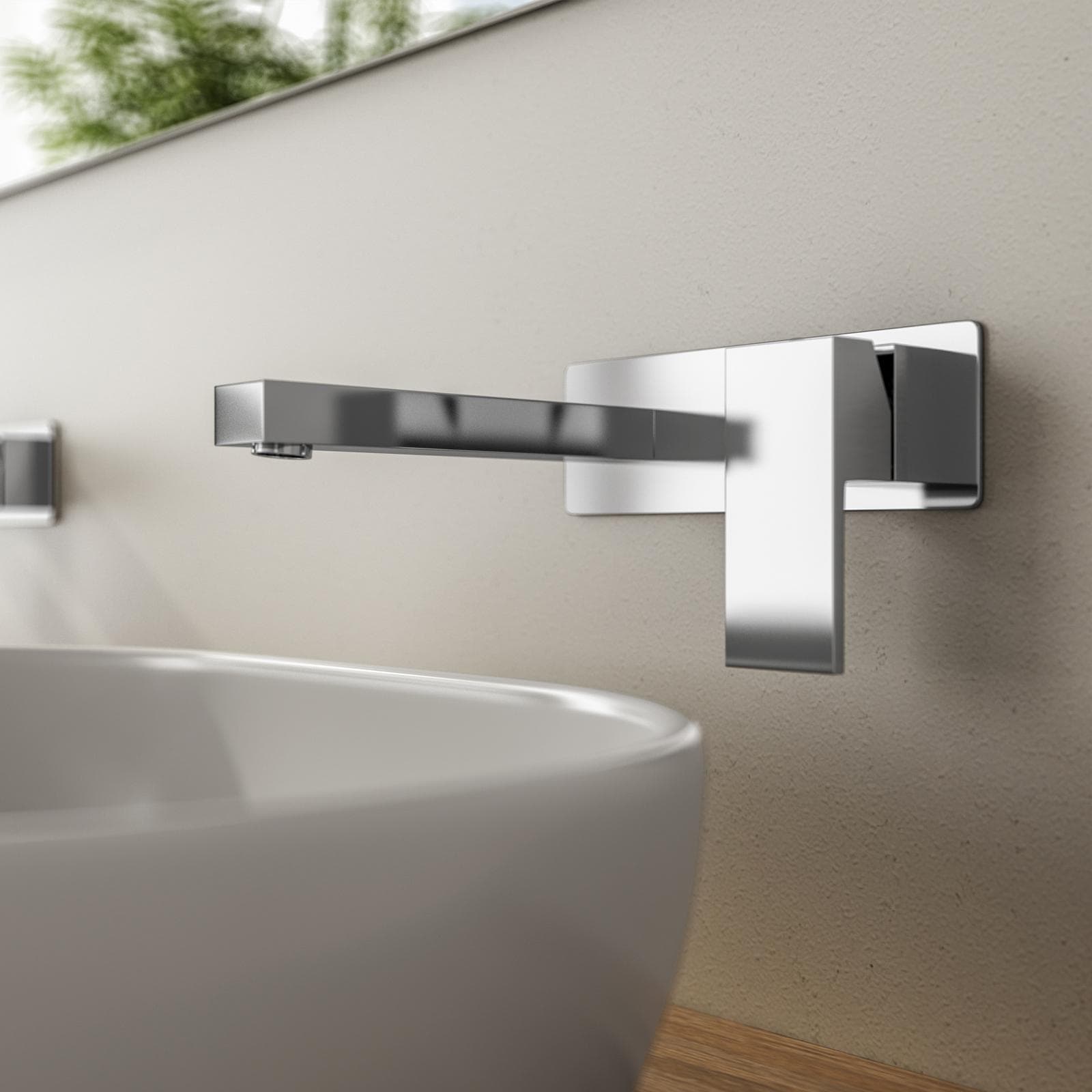 Set miscelatore lavabo a muro bidet ed esterno vasca cromo - Tiamat