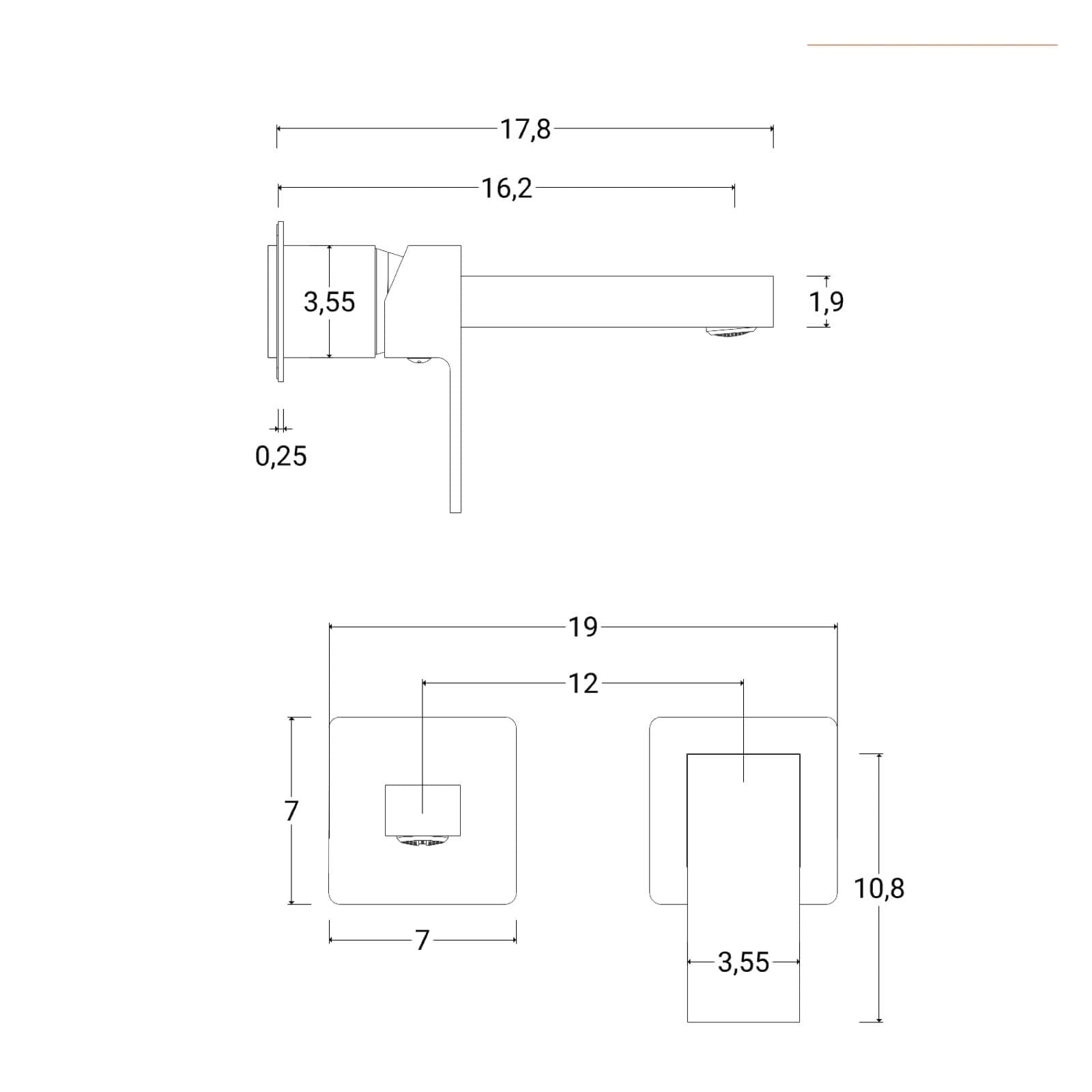 Set miscelatore lavabo a muro bidet ed esterno vasca cromo - Tiamat