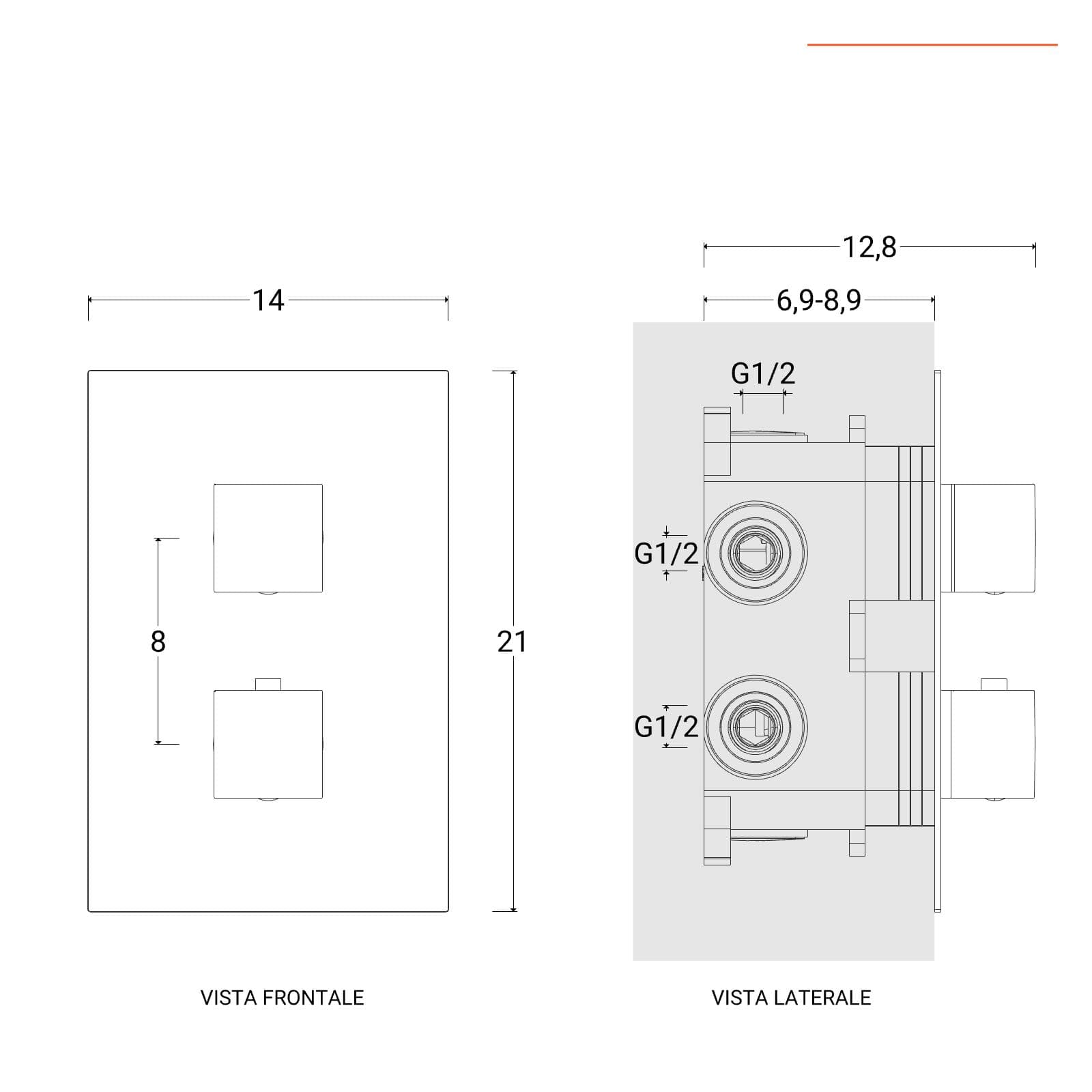 Set miscelatore lavabo a muro 20 con piastra e bidet con incasso doccia termostatico con deviatore oro spazzolato – Kyria