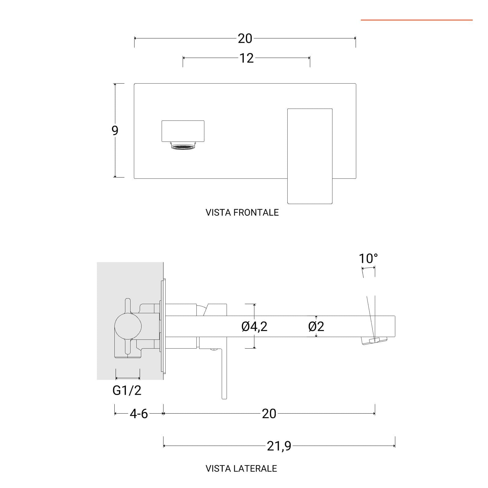 Set miscelatore lavabo a muro 20 con piastra e bidet con incasso doccia termostatico con deviatore oro spazzolato – Kyria