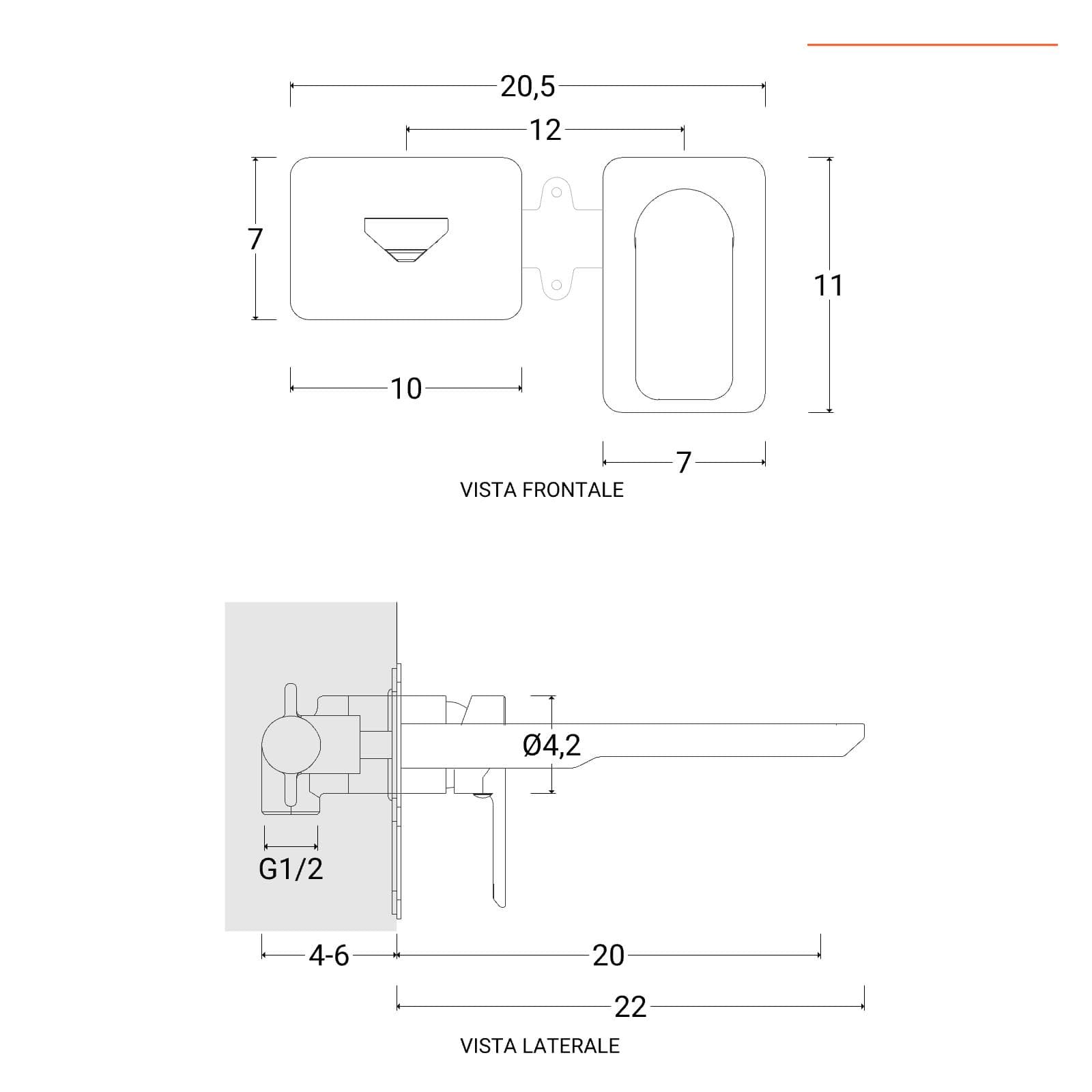 Set miscelatore lavabo a muro canna 20 e bidet oro spazzolato – Fusion