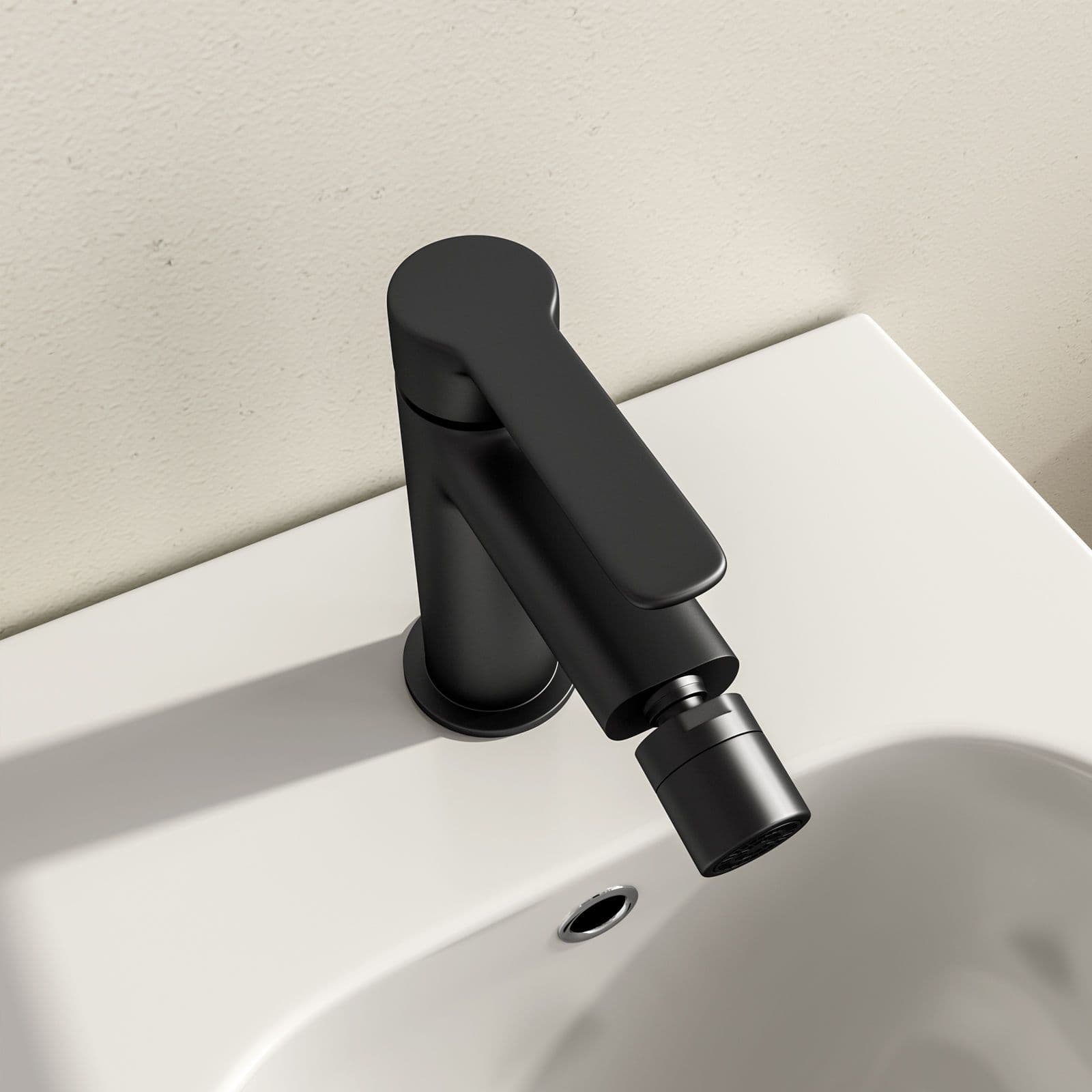 Set miscelatore lavabo a muro e bidet con incasso doccia nero – Tila