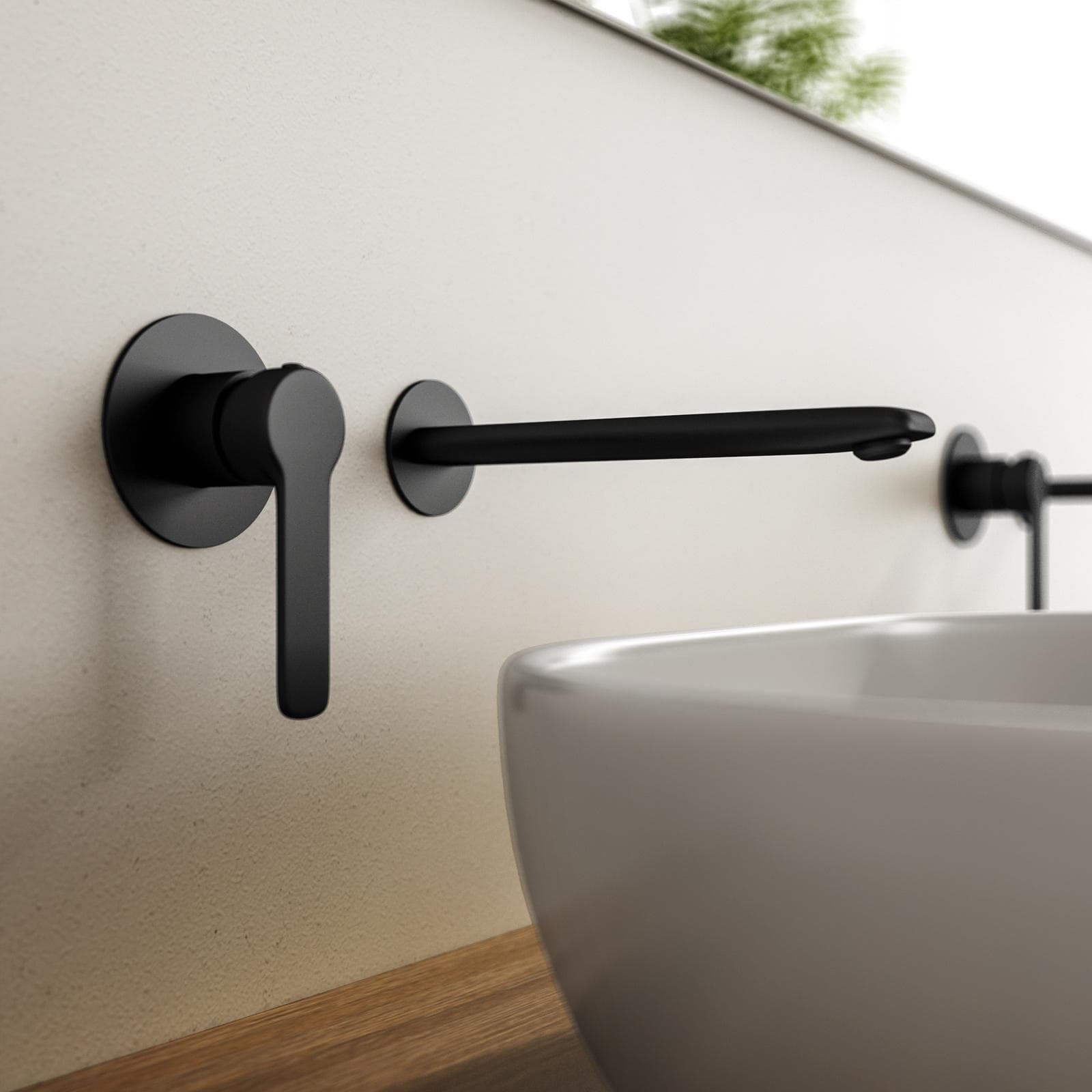 Set miscelatore lavabo a muro e bidet nero – Tila