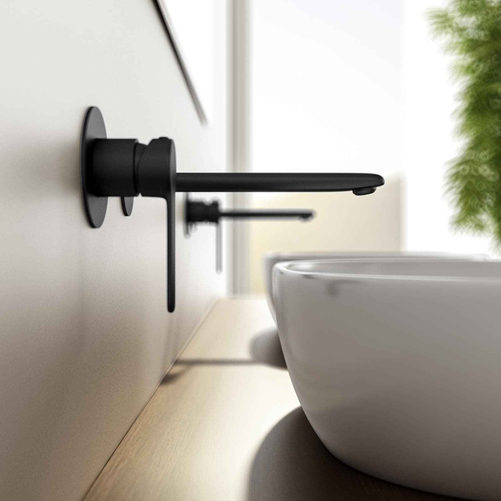 Set miscelatore lavabo a muro e bidet nero – Tila