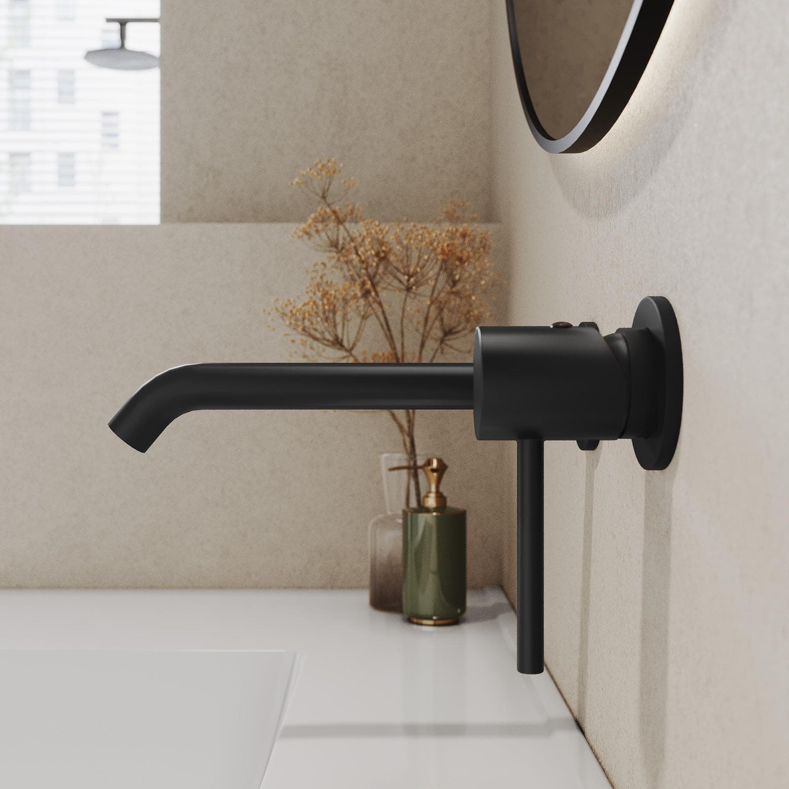 Set miscelatore lavabo a muro e bidet nero opaco – Oasis