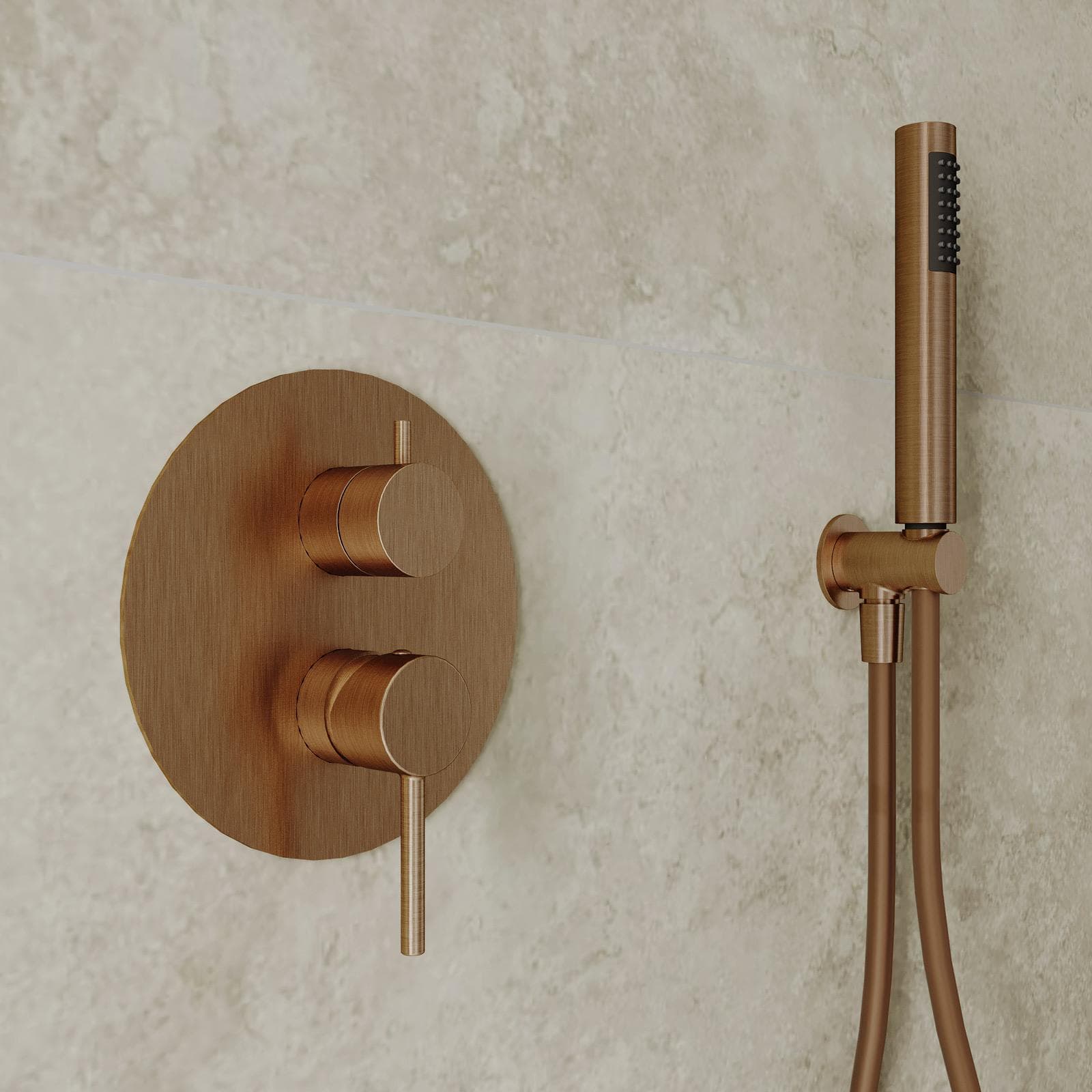 Set miscelatore lavabo alto e bidet con incasso doccia bronzo spazzolato – Oasis