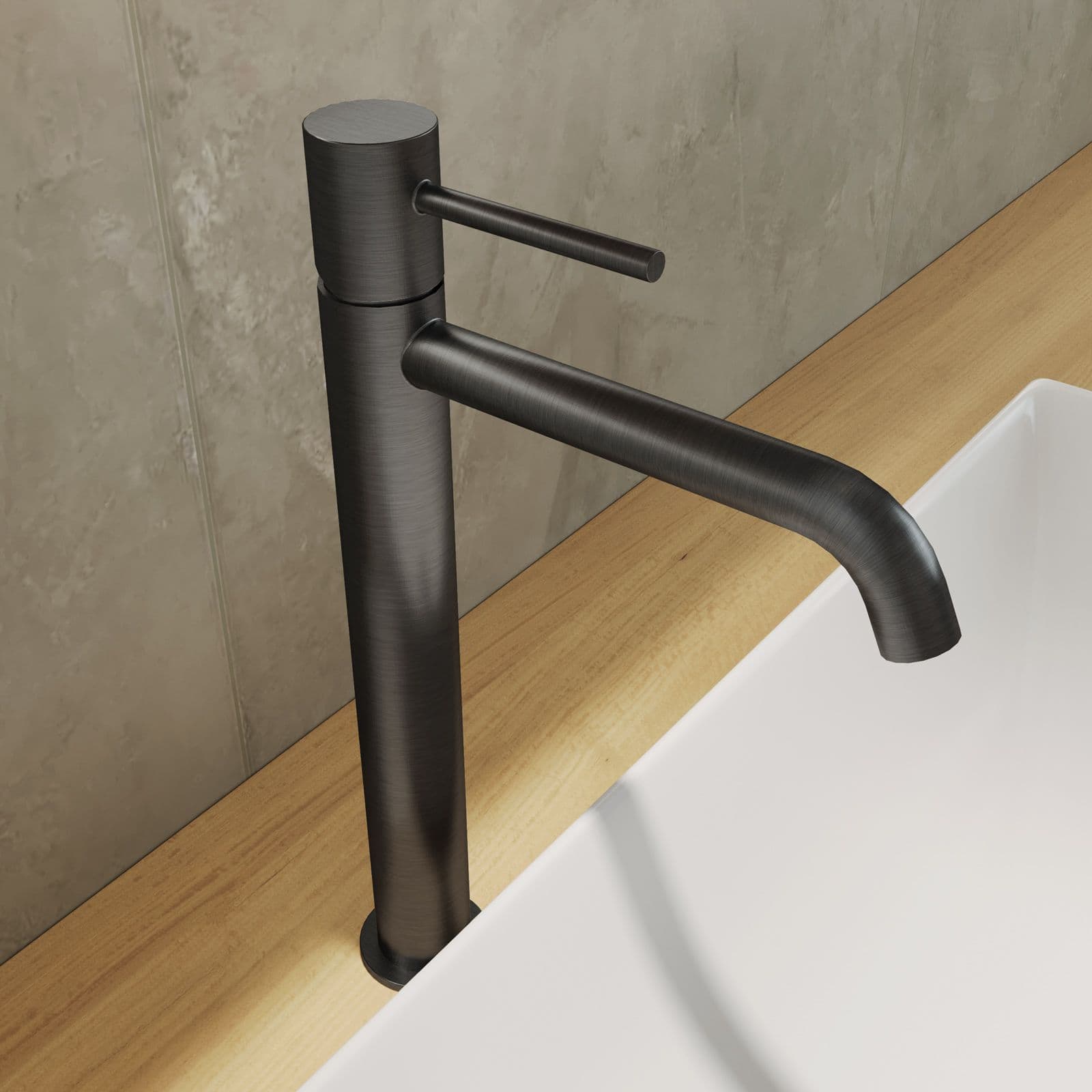 Set miscelatore lavabo alto e bidet con incasso doccia nero spazzolato – Oasis