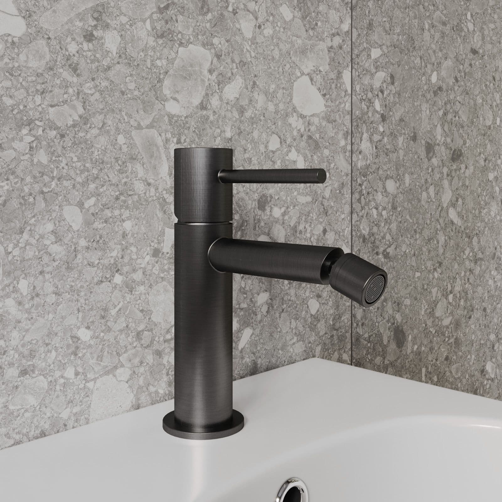 Set miscelatore lavabo alto e bidet con incasso doccia termostatico nero spazzolato – Oasis
