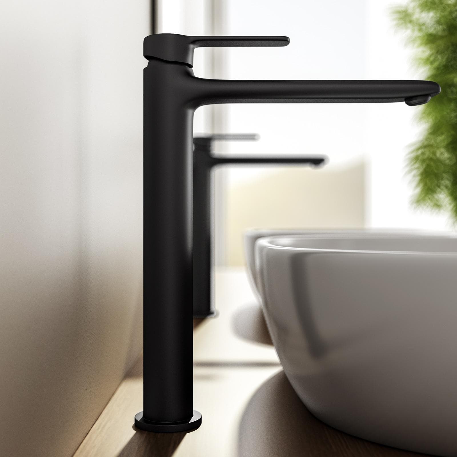 Set miscelatore lavabo alto e bidet nero – Tila