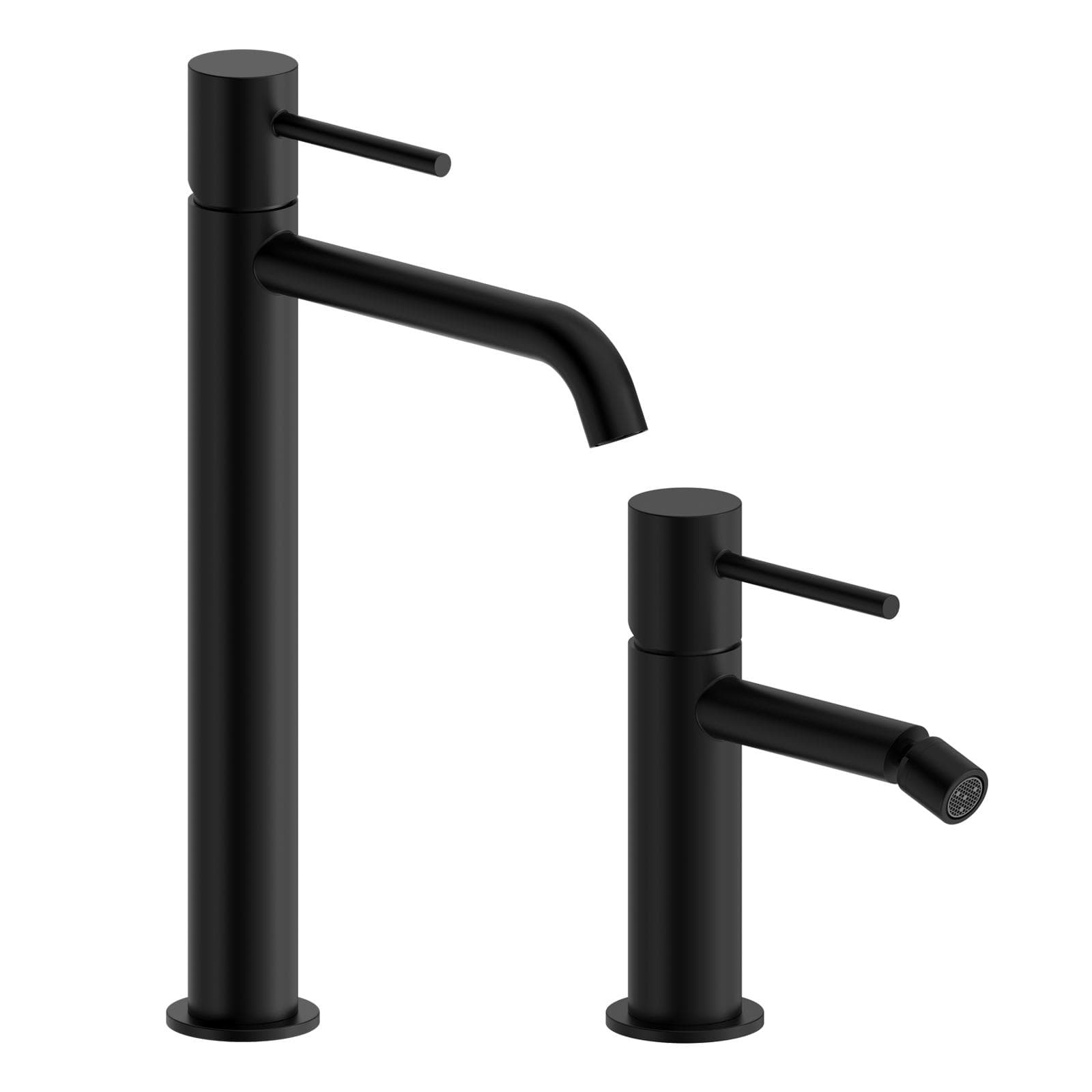 Set miscelatore lavabo alto e bidet nero opaco – Oasis