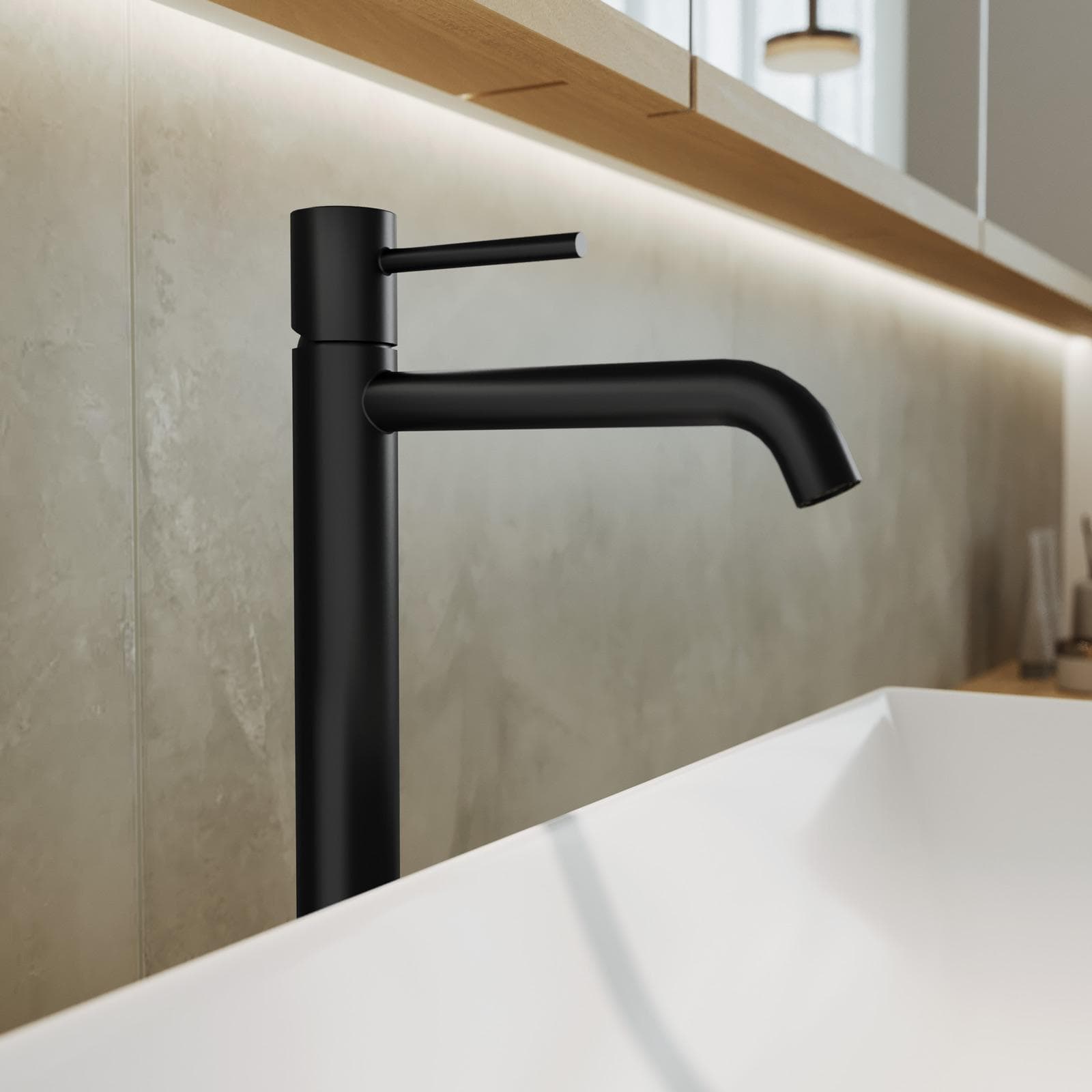 Set miscelatore lavabo alto e bidet nero opaco – Oasis