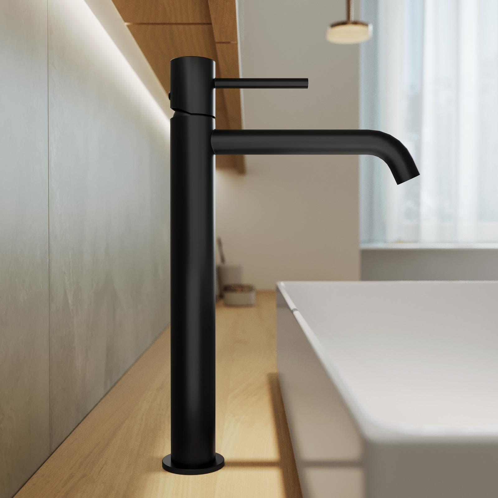 Set miscelatore lavabo alto e bidet nero opaco – Oasis