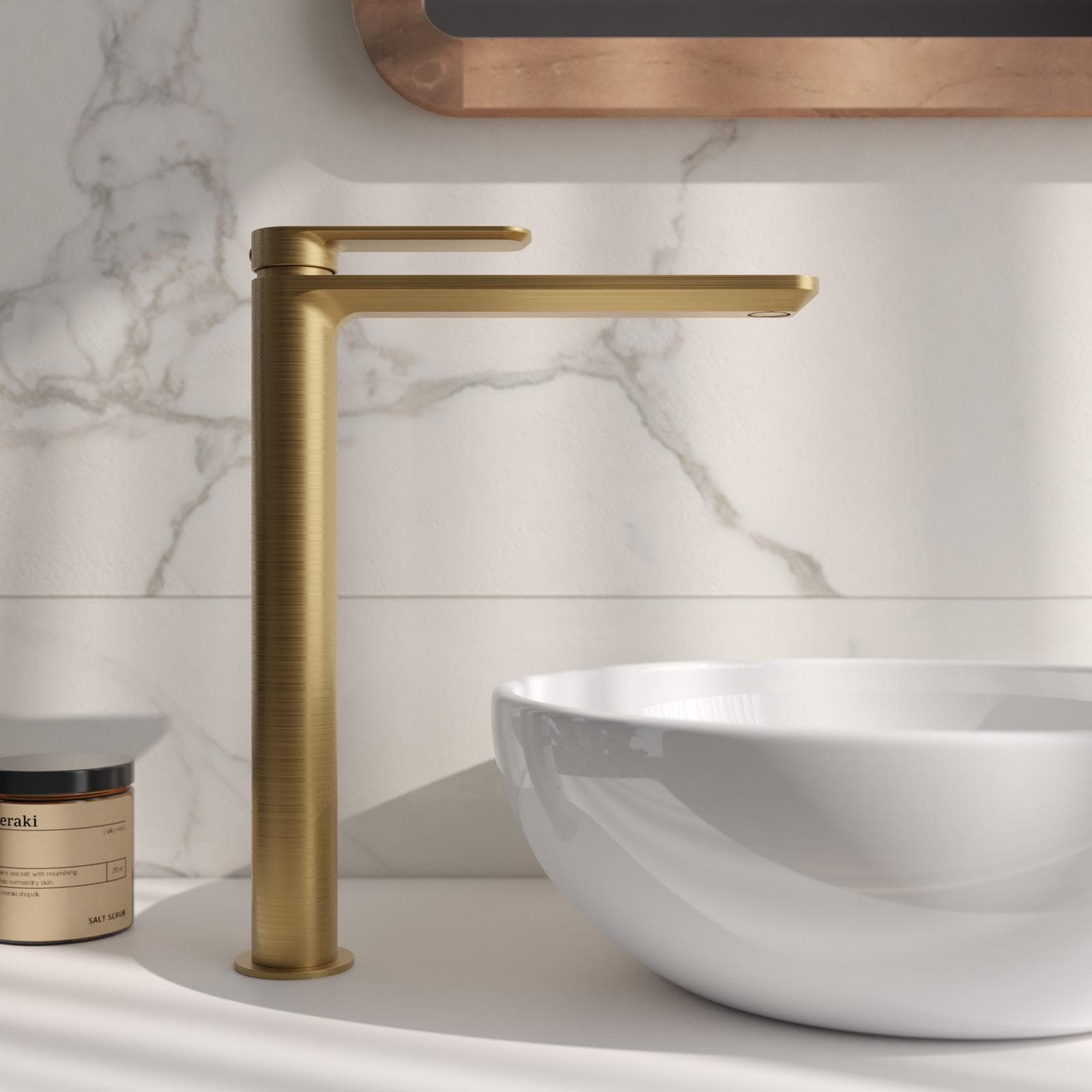 Set miscelatore lavabo alto e bidet oro spazzolato – Fusion