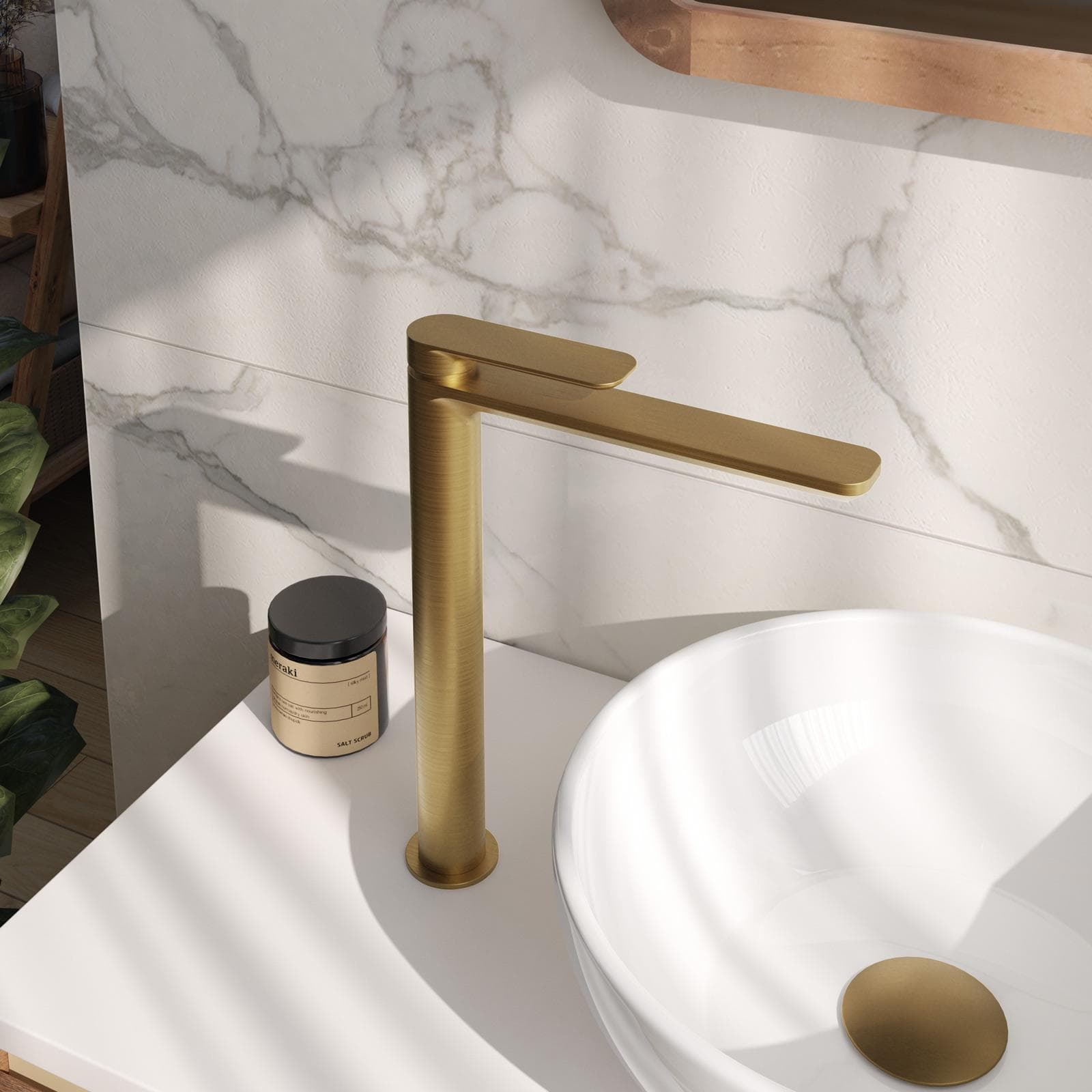 Set miscelatore lavabo alto e bidet oro spazzolato – Fusion