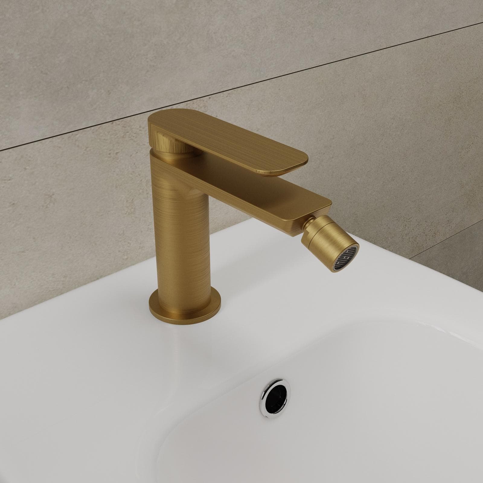 Set miscelatore lavabo alto e bidet oro spazzolato – Fusion