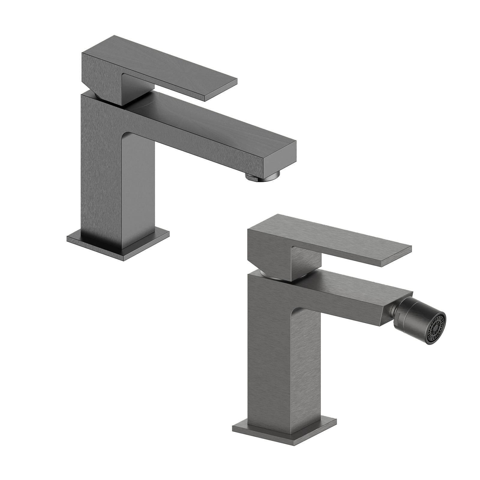 Set miscelatore lavabo e bidet nero spazzolato – Tiamat