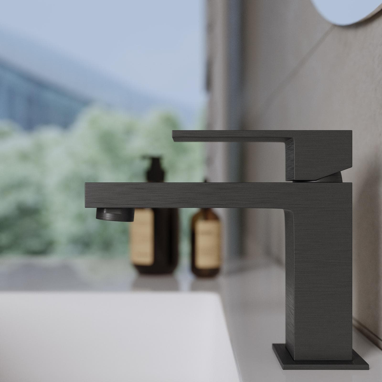 Set miscelatore lavabo e bidet nero spazzolato – Tiamat
