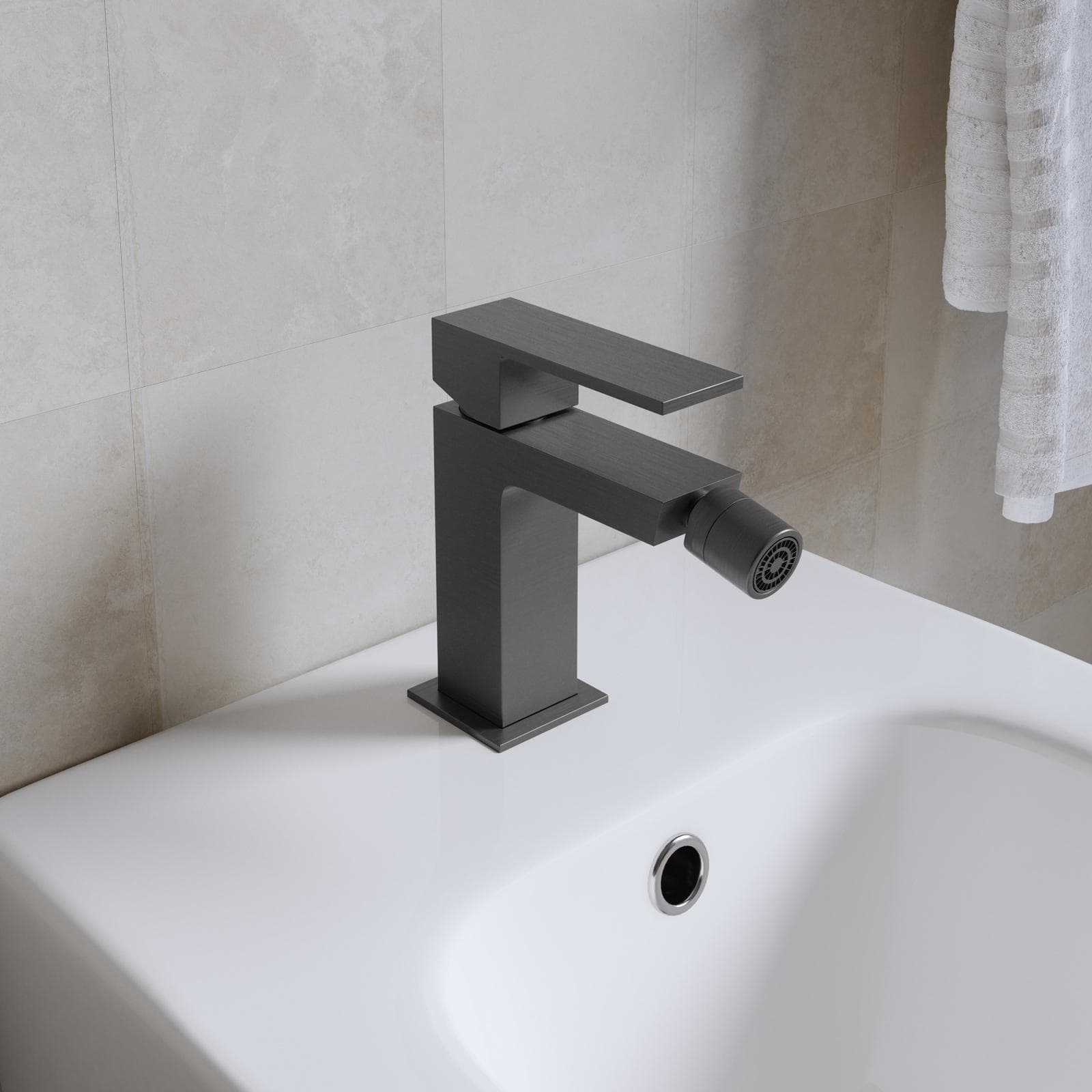 Set miscelatore lavabo e bidet nero spazzolato – Tiamat