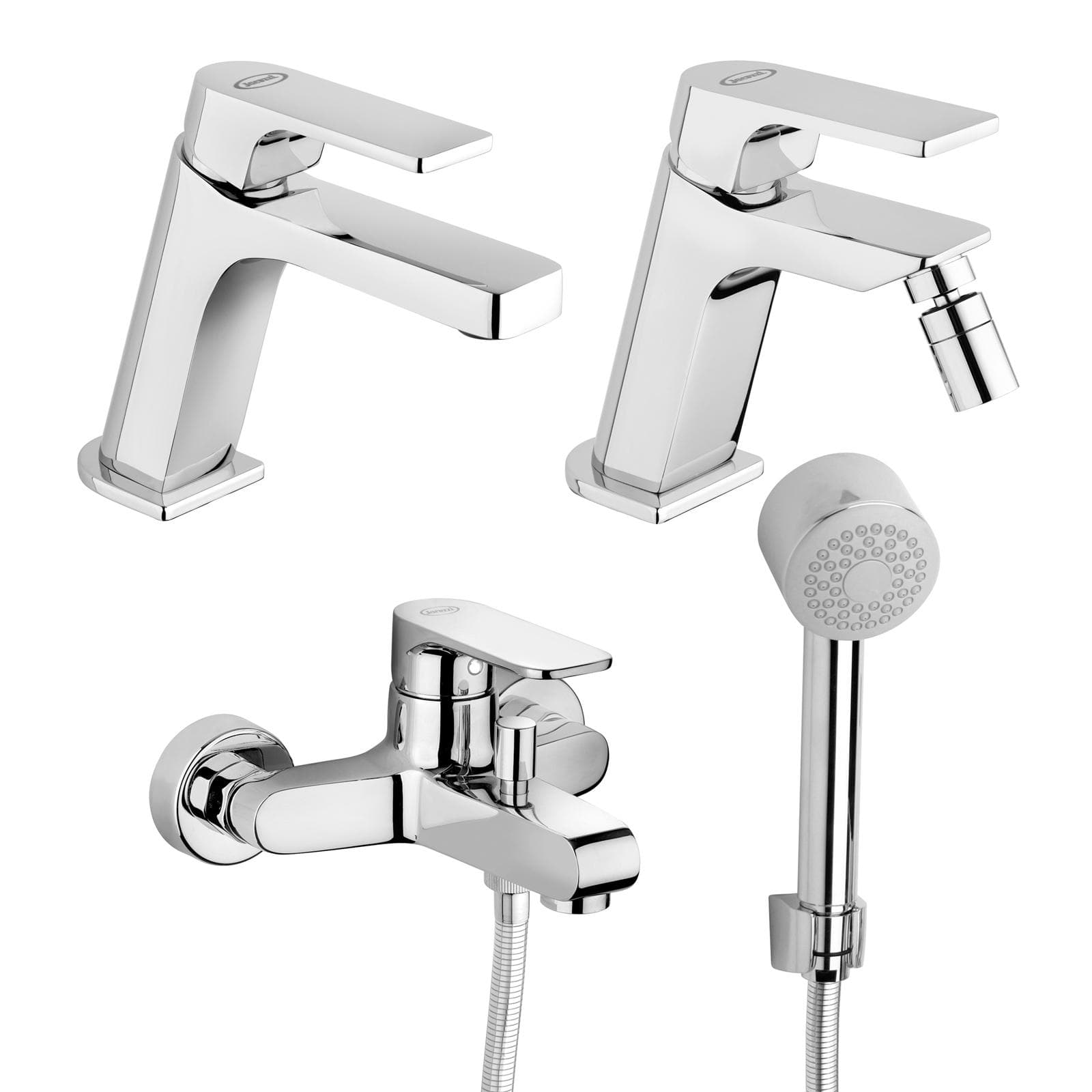 Set miscelatori Jacuzzi - Rubinetteria Plaza lavabo bidet e vasca con accessori