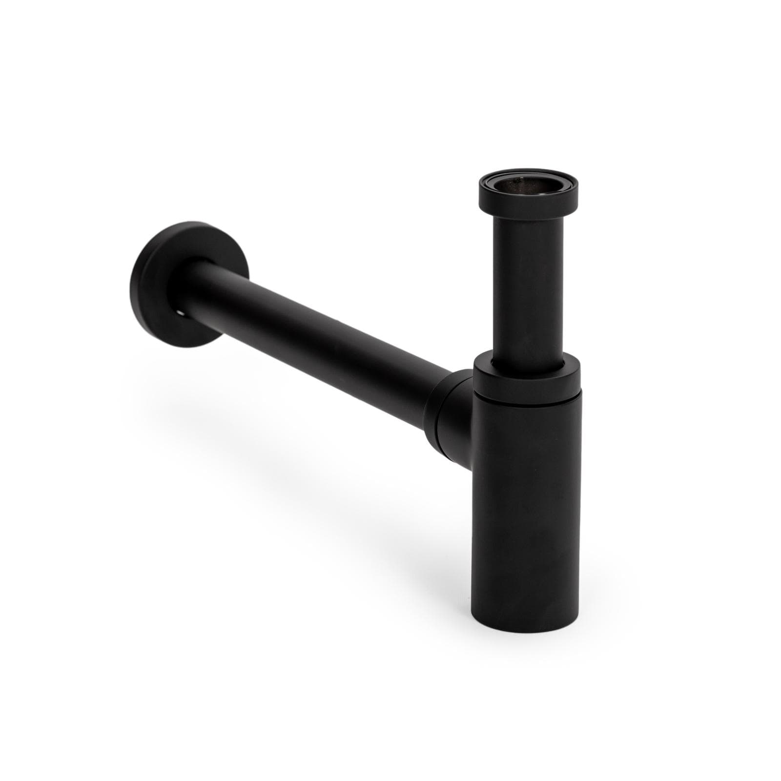 Set piletta click-clack universale e sifone di scarico tondo per lavabo nero opaco