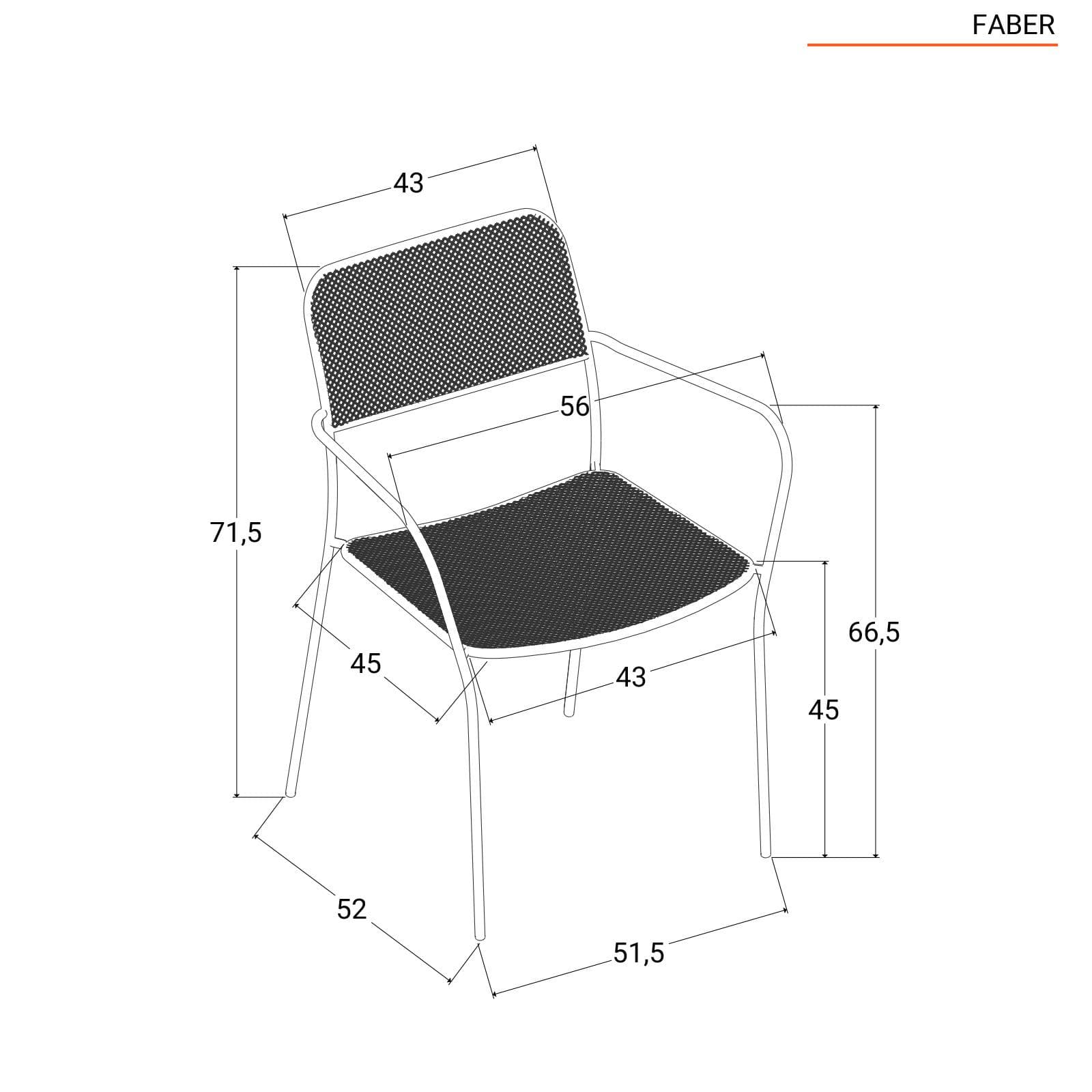 Set pranzo con tavolo 150x80 cm e 4 sedie con braccioli in acciaio nero - Faber